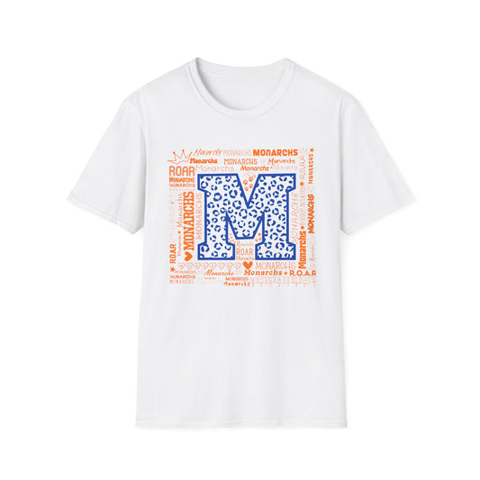 Blue Leopard M Monarchs Roar Unisex Softstyle T-Shirt - Fun Leopard Print Design
