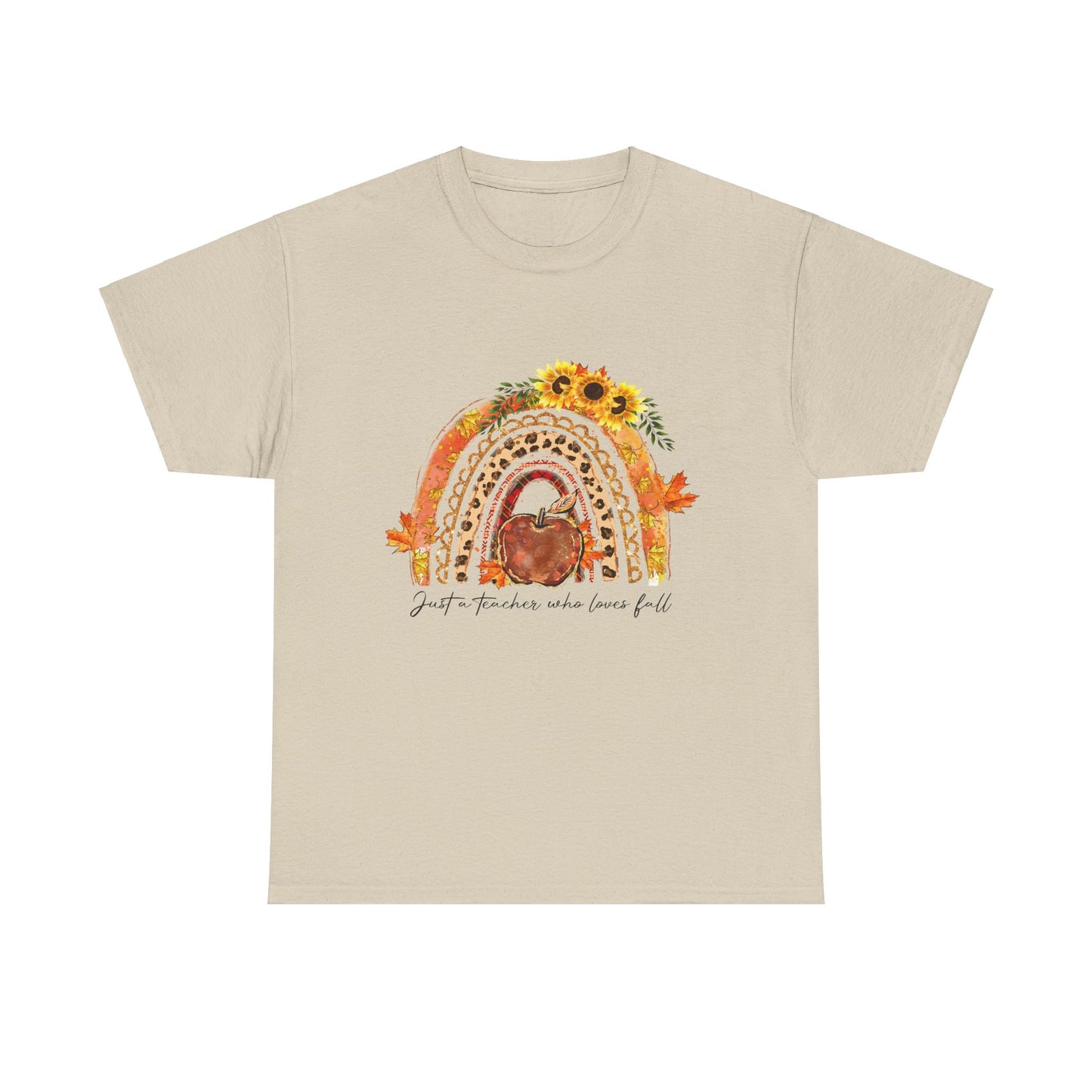 Fall Vibes Unisex Heavy Cotton Tee - 'Just a Teacher Who Loves Fall'