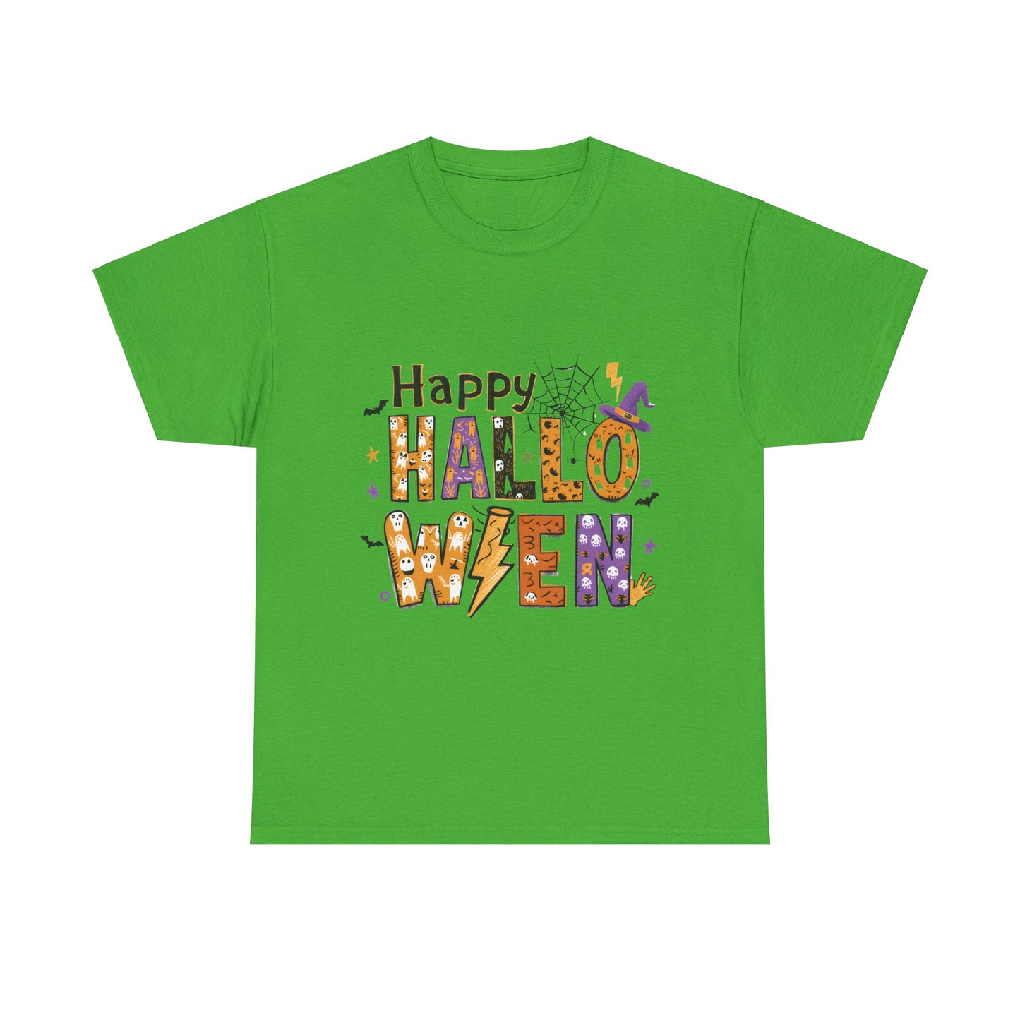 Happy Halloween Unisex Heavy Cotton Tee - Fun Festive Halloween School Teacher T-Shirt for Fall Celebrations
