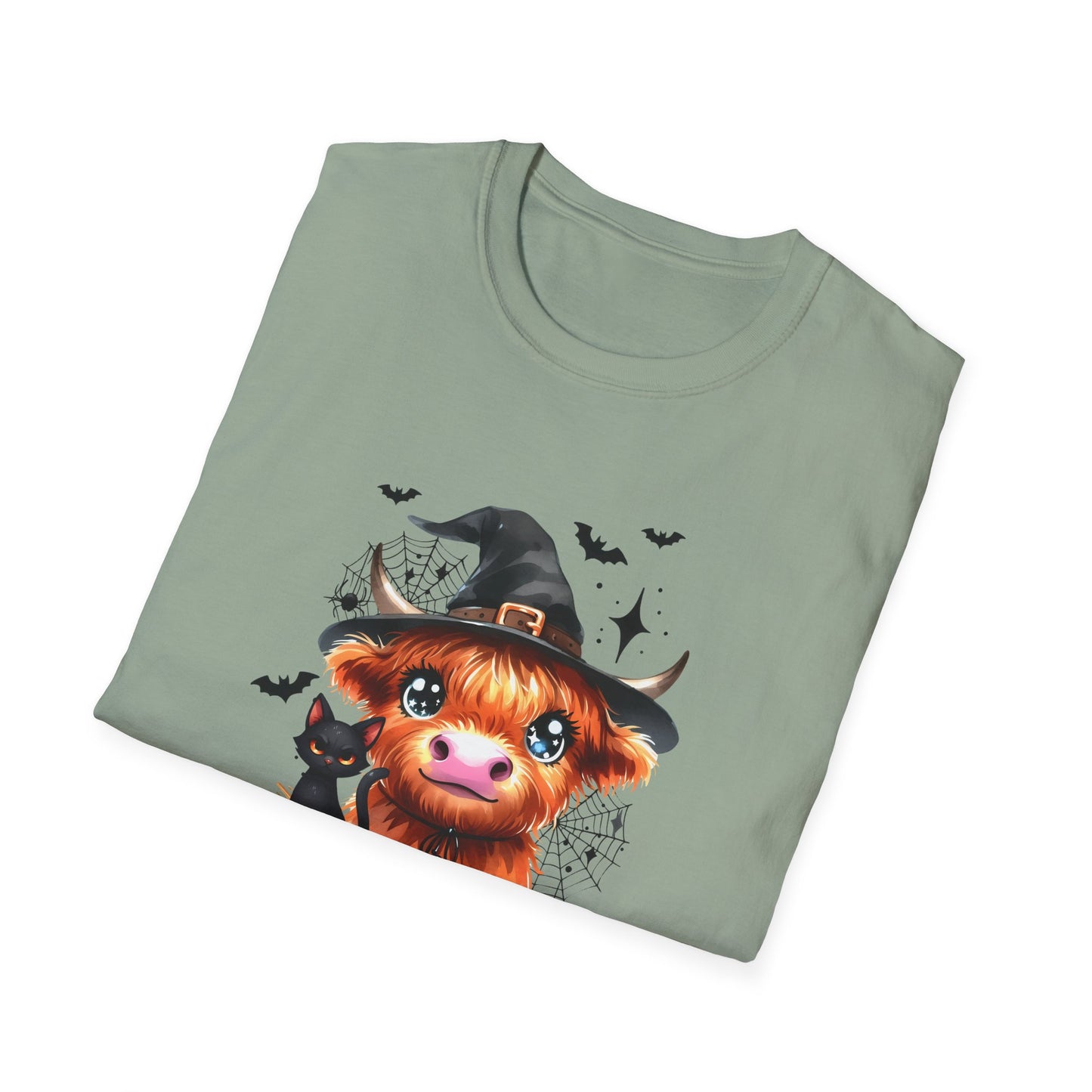 Halloween Cow Graphic T-Shirt - "We're Out at Midnight" - Unisex Softstyle Tee