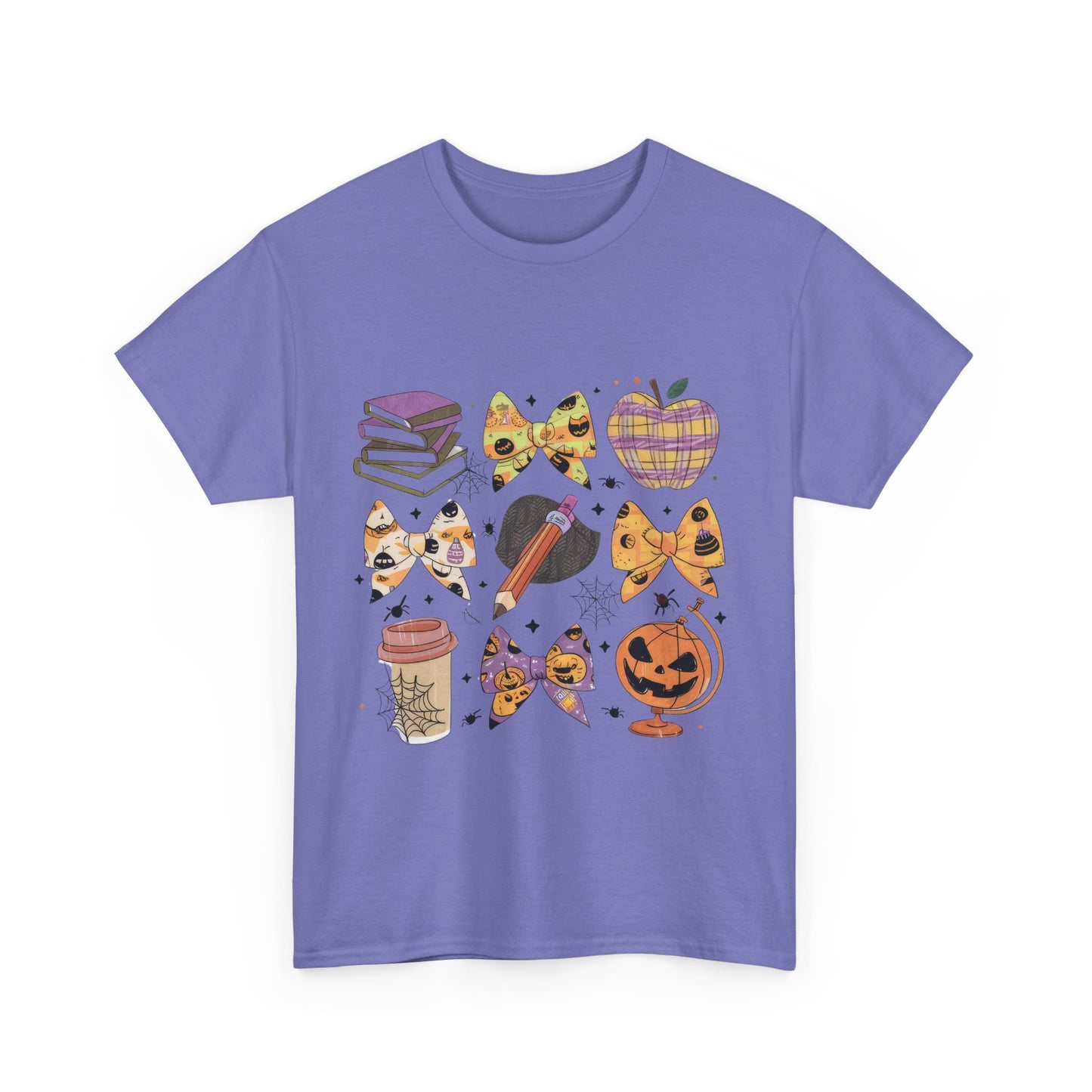 Cute Cat & Pumpkin Halloween School Teacher Unisex Heavy Cotton Tee