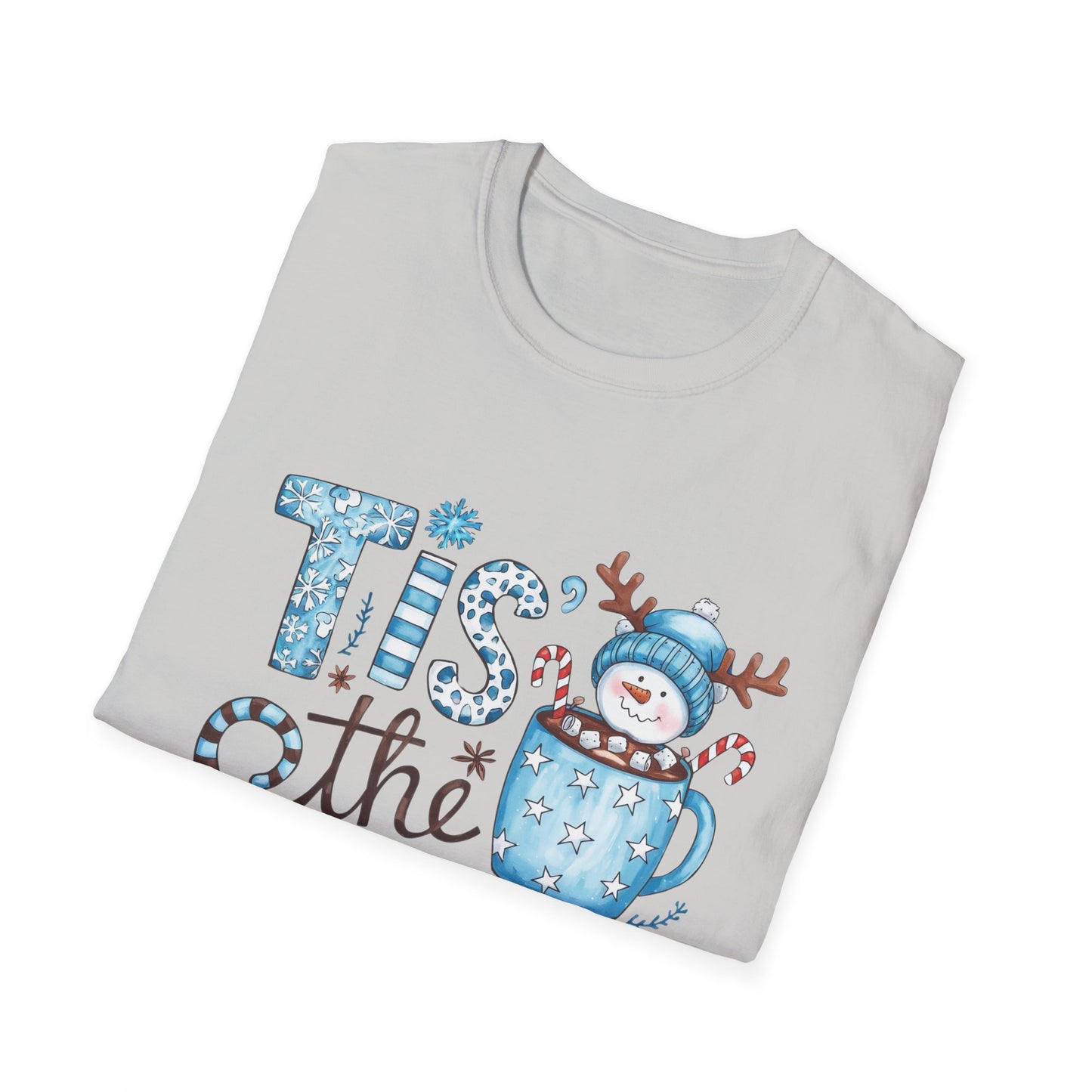 'Tis the Season Unisex Softstyle T-Shirt - Festive Holiday Tee with Snowman Design