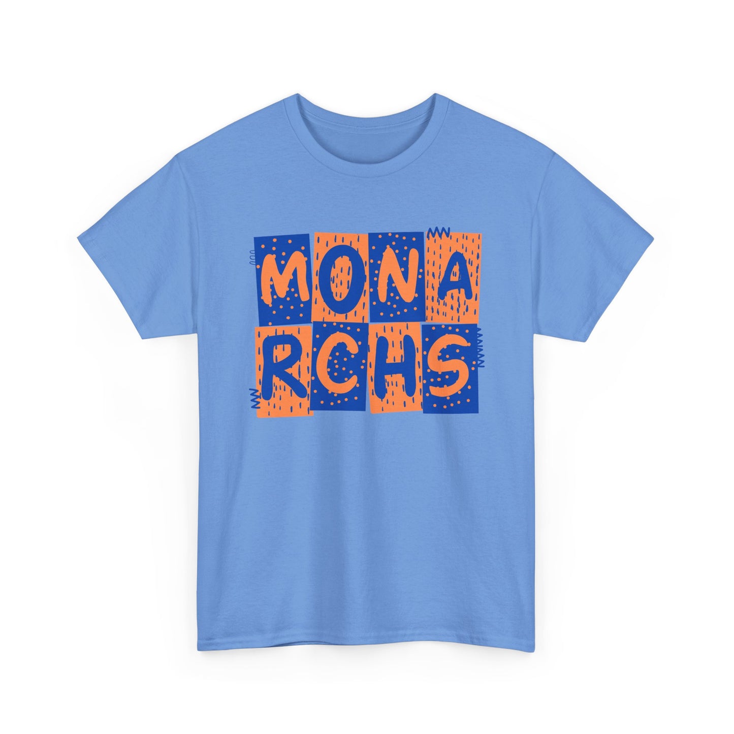 Monarchs Blue and Orange Squares Unisex Heavy Cotton Tee -