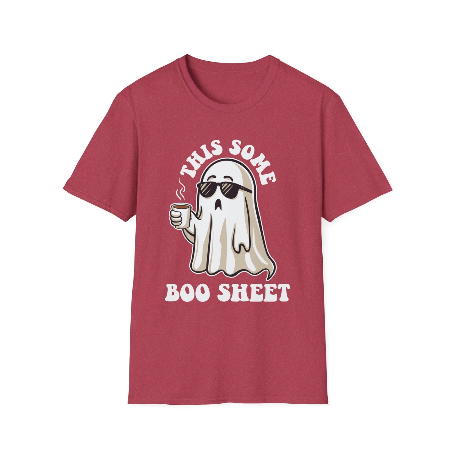 Cool Ghost Sipping Coffee Halloween "Boo Sheet" Unisex Softstyle T-Shirt