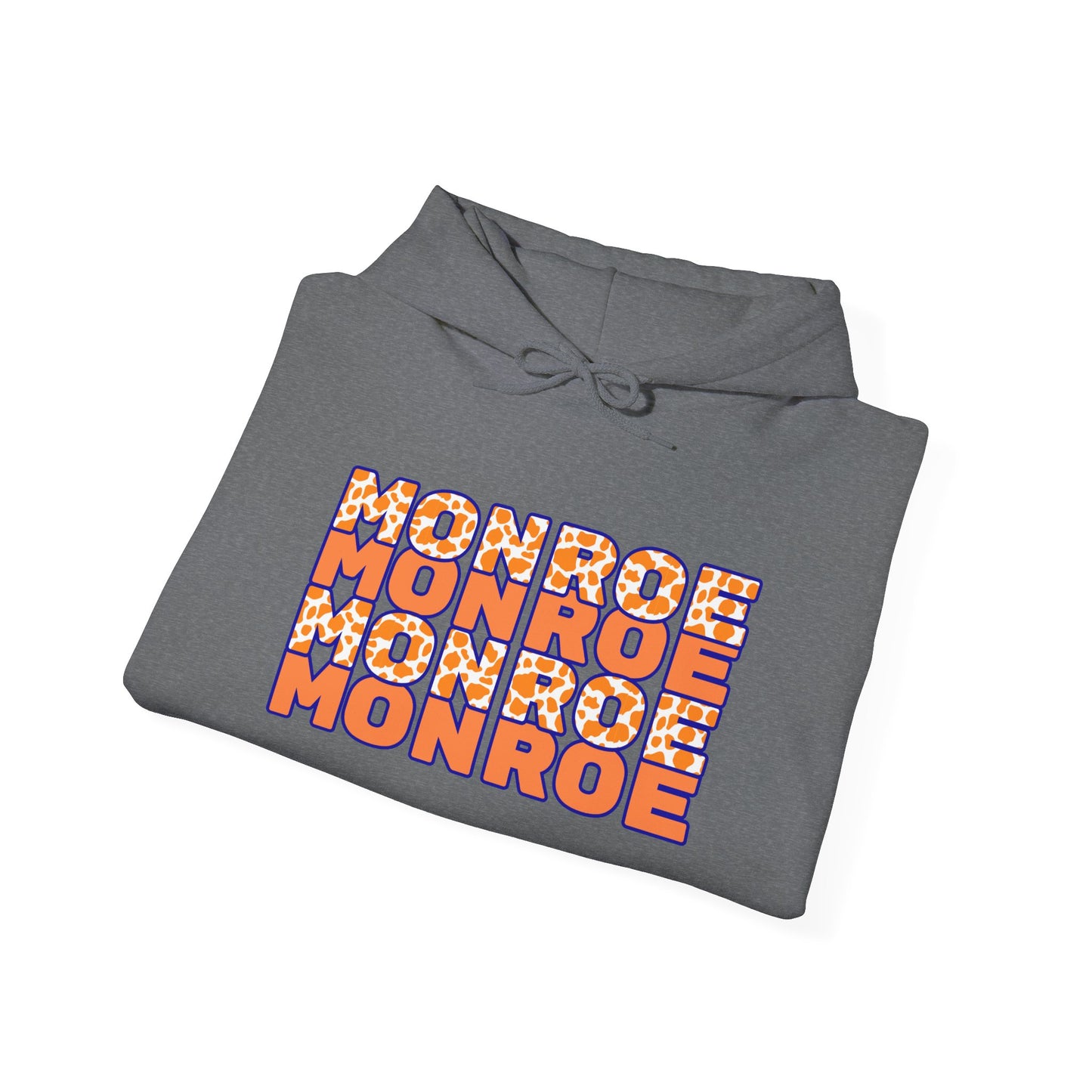 Monroe Spirit 2 dided Cow Print Unisex Heavy Blend™ Hooded Sweatshirt - Cozy and Stylish for Game Days