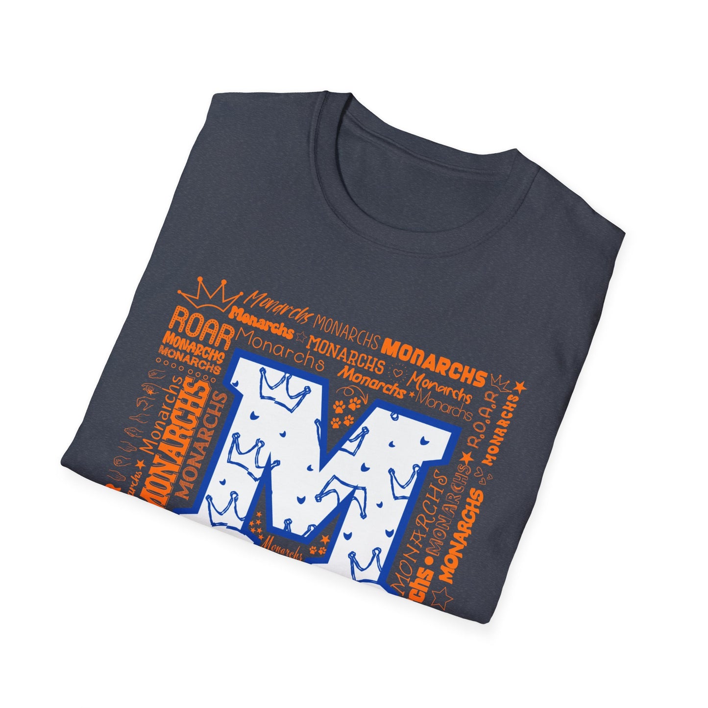 Blue M Crown Monarchs ROAR Unisex Softstyle T-Shirt - School Spirit Tee