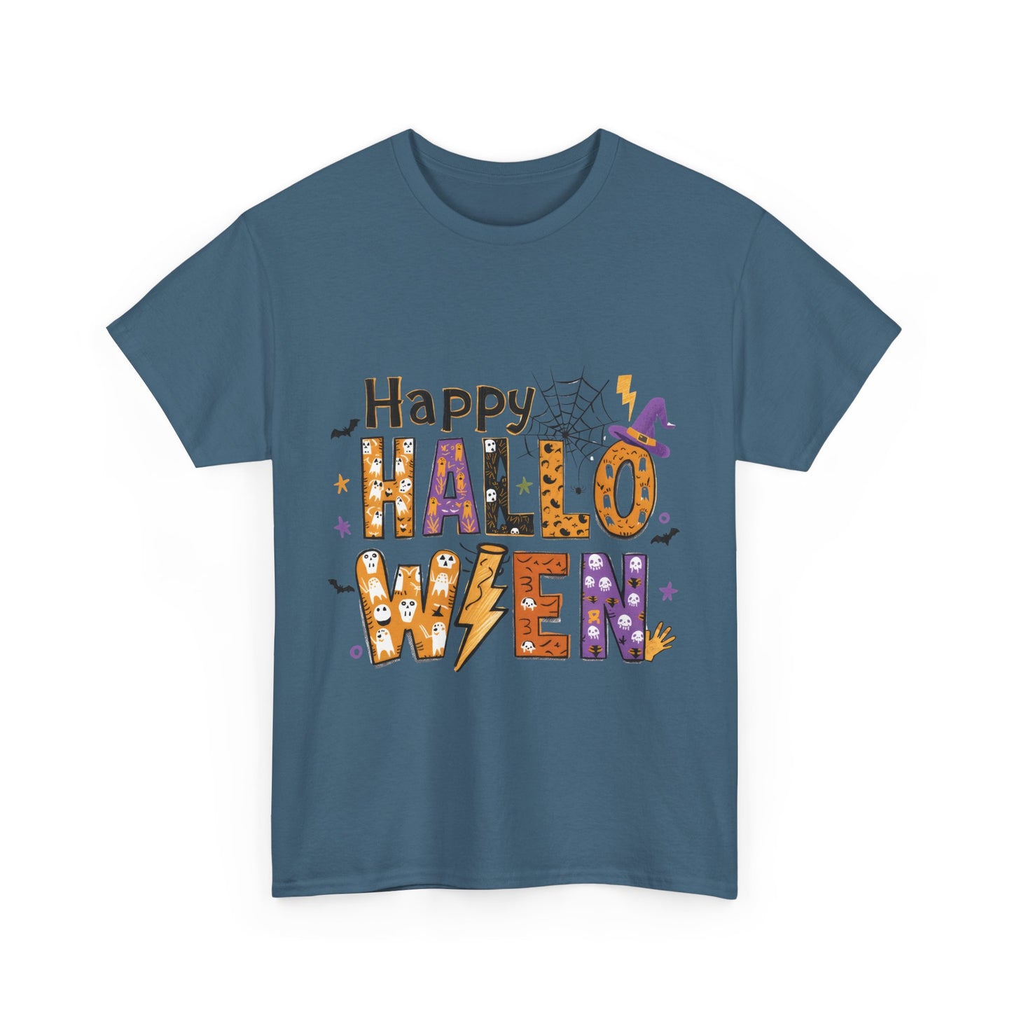 Happy Halloween Unisex Heavy Cotton Tee - Fun Festive Halloween School Teacher T-Shirt for Fall Celebrations