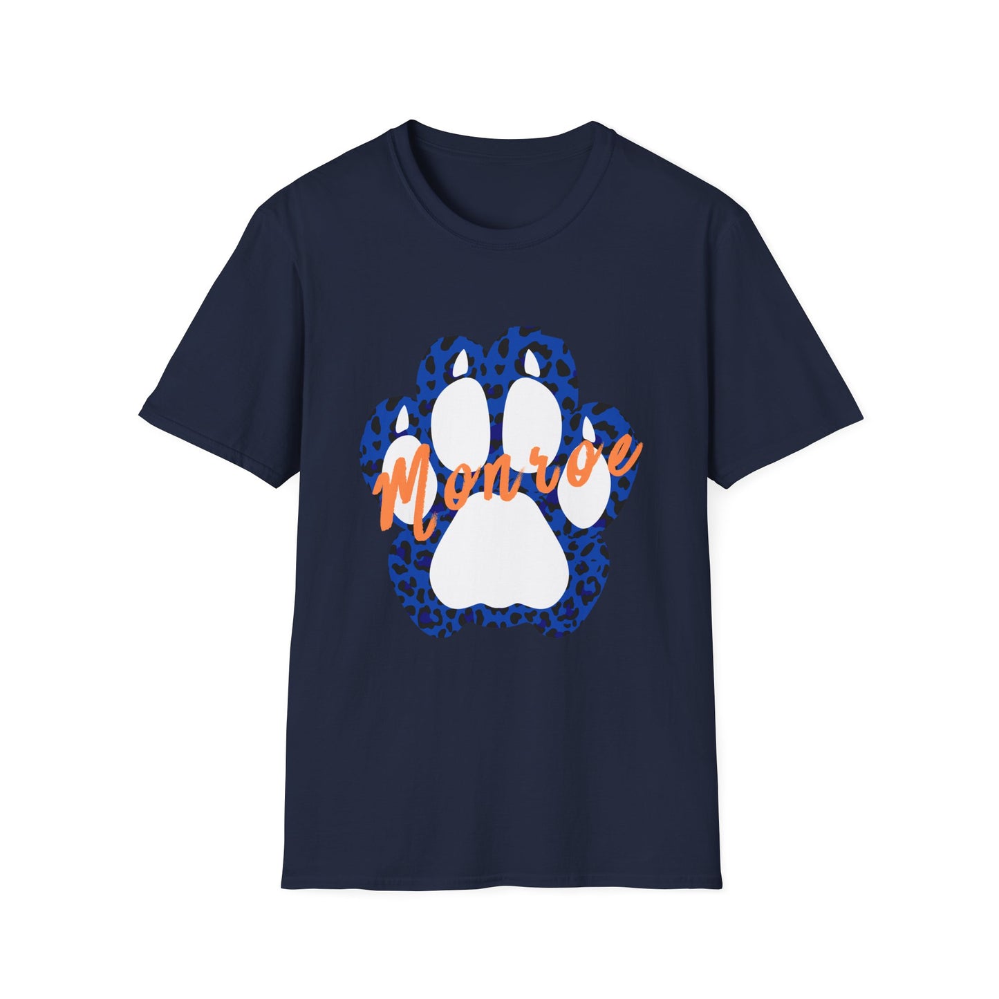 Monroe Leopard Print Paw Unisex Softstyle T-Shirt