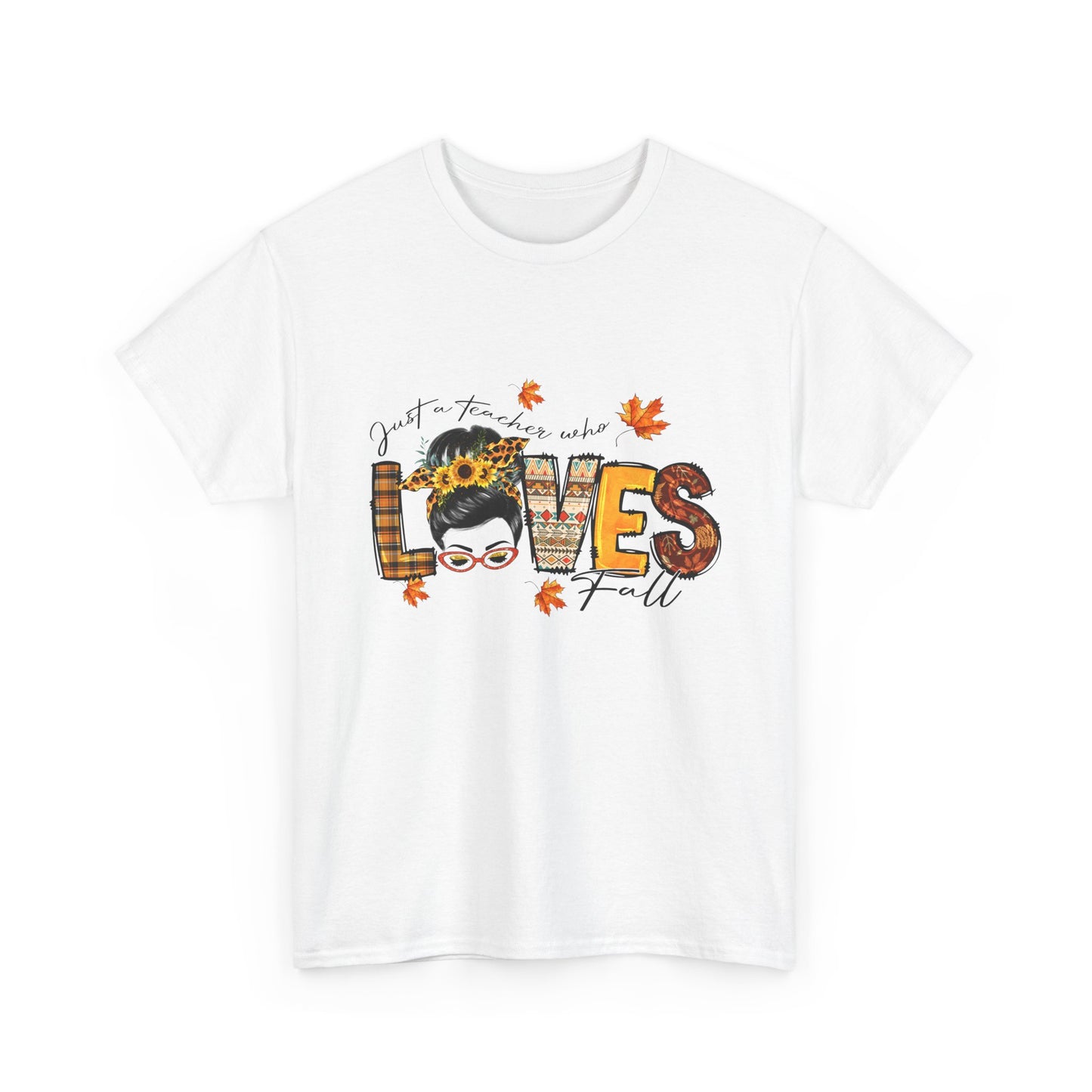 Fall Vibes Unisex Heavy Cotton Tee - 'Loves Fall' Floral Design