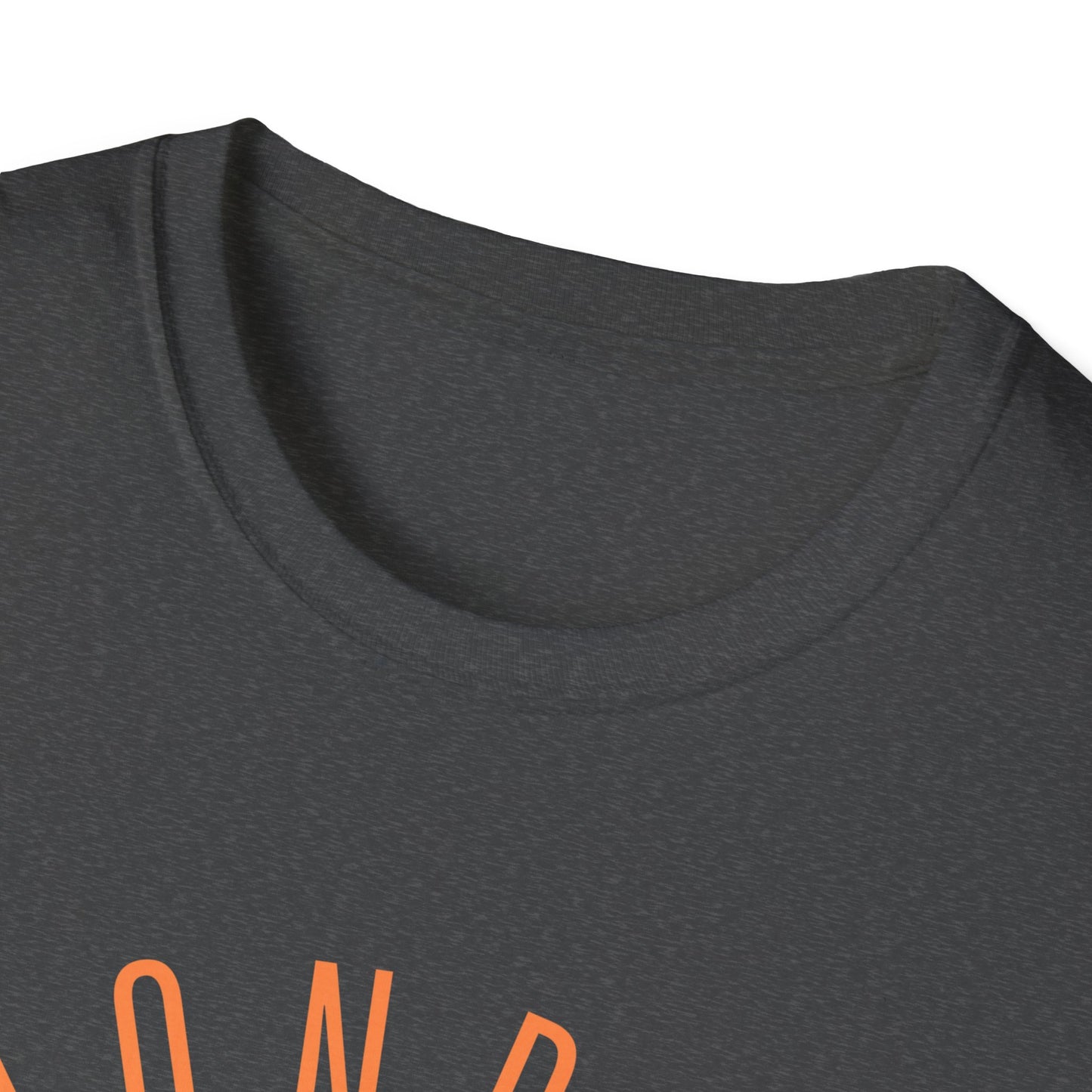 Monroe Monarchs (Orange Lettering) with Cute Grinning Lion Adult Unisex Softstyle T-Shirt