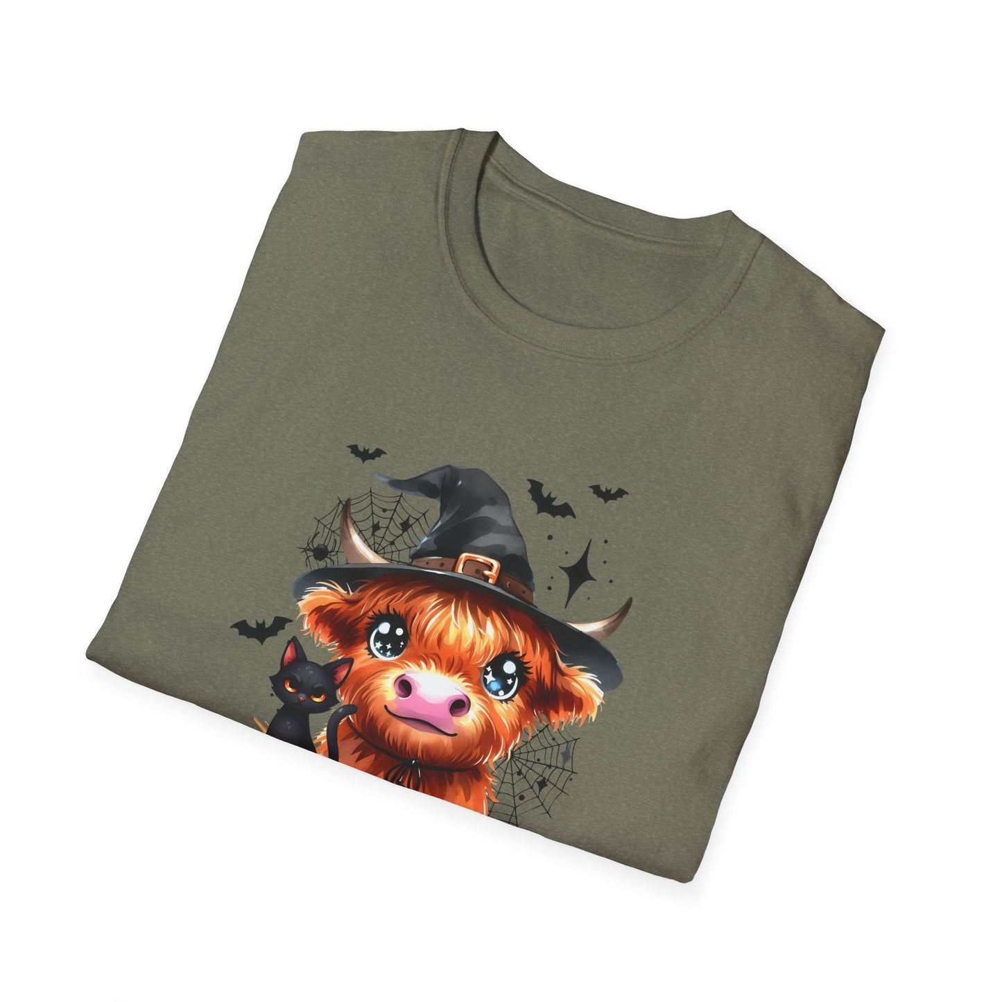 Halloween Cow Graphic T-Shirt - "We're Out at Midnight" - Unisex Softstyle Tee