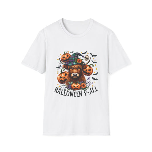 Halloween Cow Halloween Y'all Unisex Softstyle T-Shirt - Cute & Cozy for Fall Celebrations
