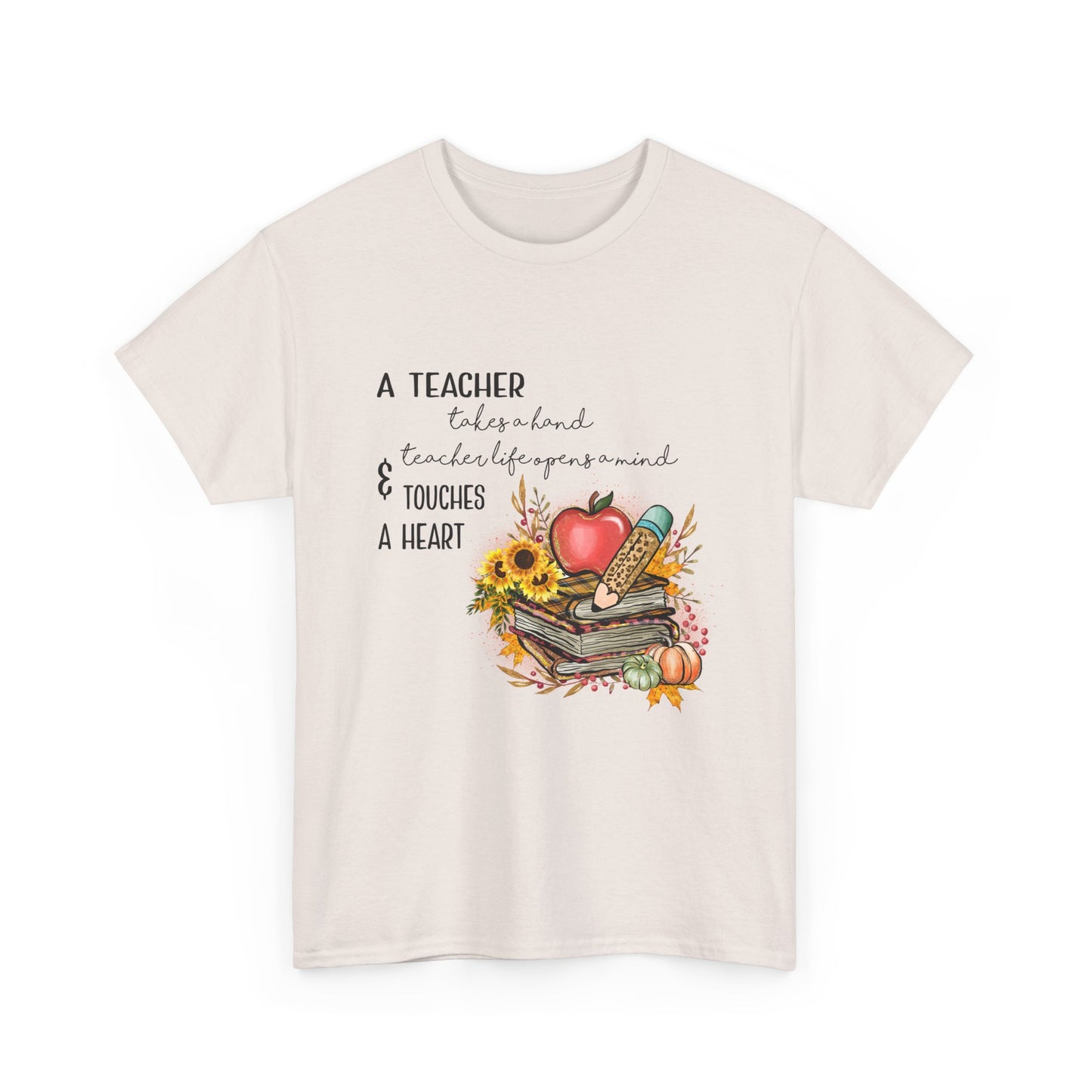 A Teacher Touches a Heart Fall Unisex Heavy Cotton Tee