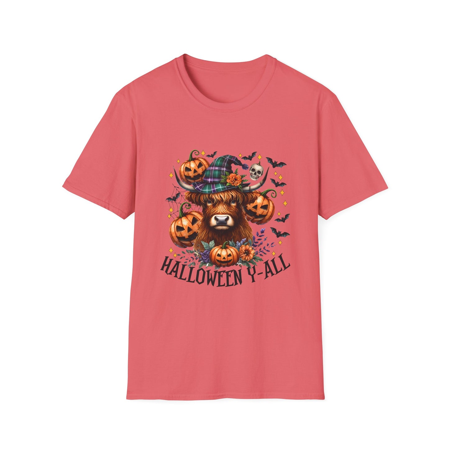 Halloween Cow Halloween Y'all Unisex Softstyle T-Shirt - Cute & Cozy for Fall Celebrations