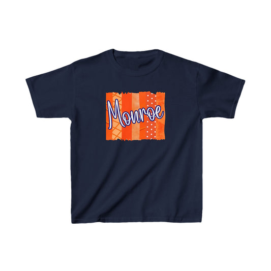 Kids Monroe Orange PatcHeavy Cotton™ Tee - Fun Orange Design for Birthday or Everyday Wear