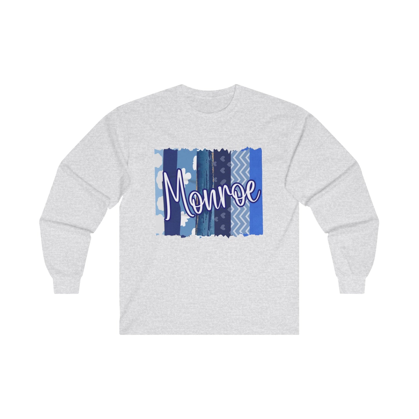 Monroe Patchwork Long Sleeve Tee - Stylish Unisex Cotton Shirt for Casual Wear