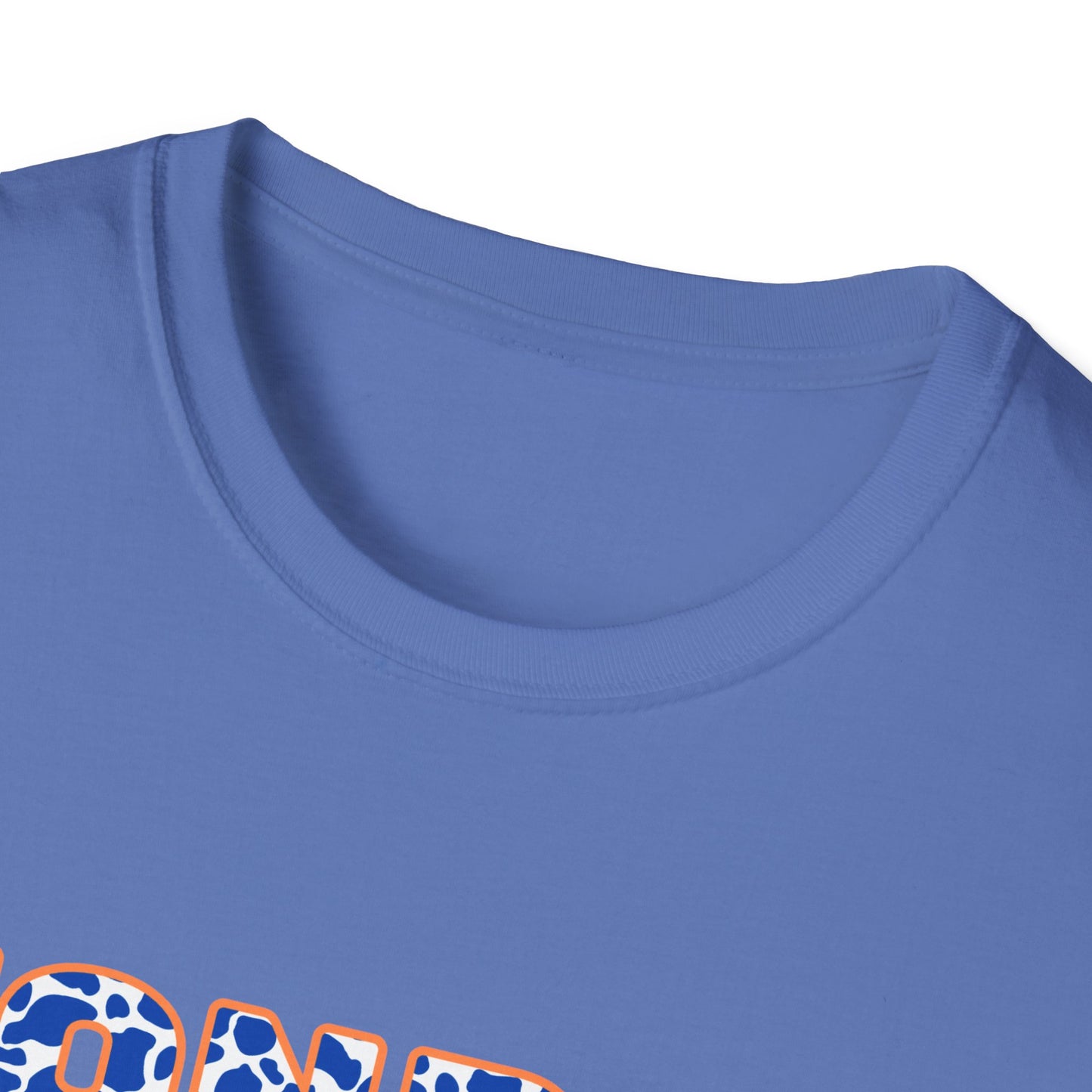 Monroe Graphic Blue Cow Print Unisex Softstyle T-Shirt - Casual Everyday Wear