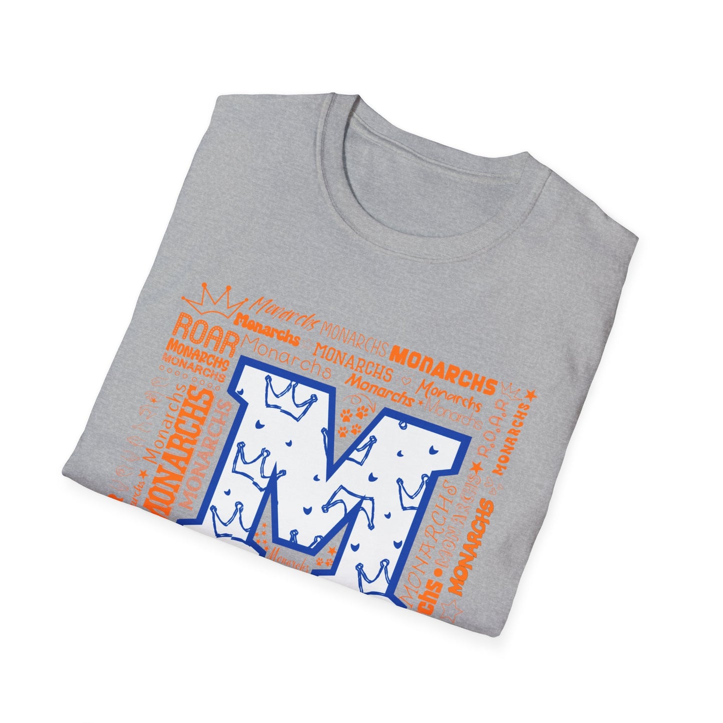Blue M Crown Monarchs ROAR Unisex Softstyle T-Shirt - School Spirit Tee
