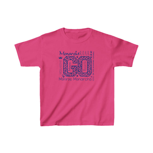 Kids GO Monarchs Blue Leopard Print Heavy Cotton Tee - Perfect for School Events and Spirit Days