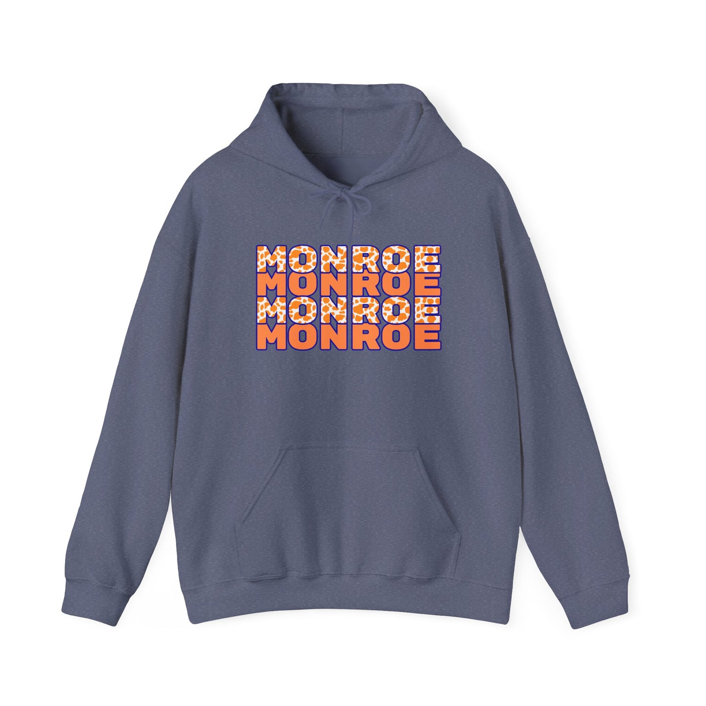 Monroe Spirit 2 dided Cow Print Unisex Heavy Blend™ Hooded Sweatshirt - Cozy and Stylish for Game Days