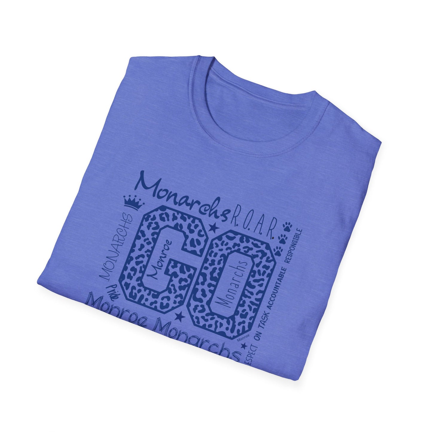 GO Monarchs Blue Leopard Print Unisex T-Shirt - School Spirit & Team Pride