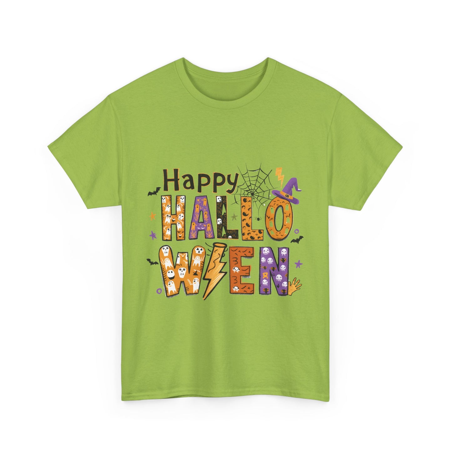Happy Halloween Unisex Heavy Cotton Tee - Fun Festive Halloween School Teacher T-Shirt for Fall Celebrations