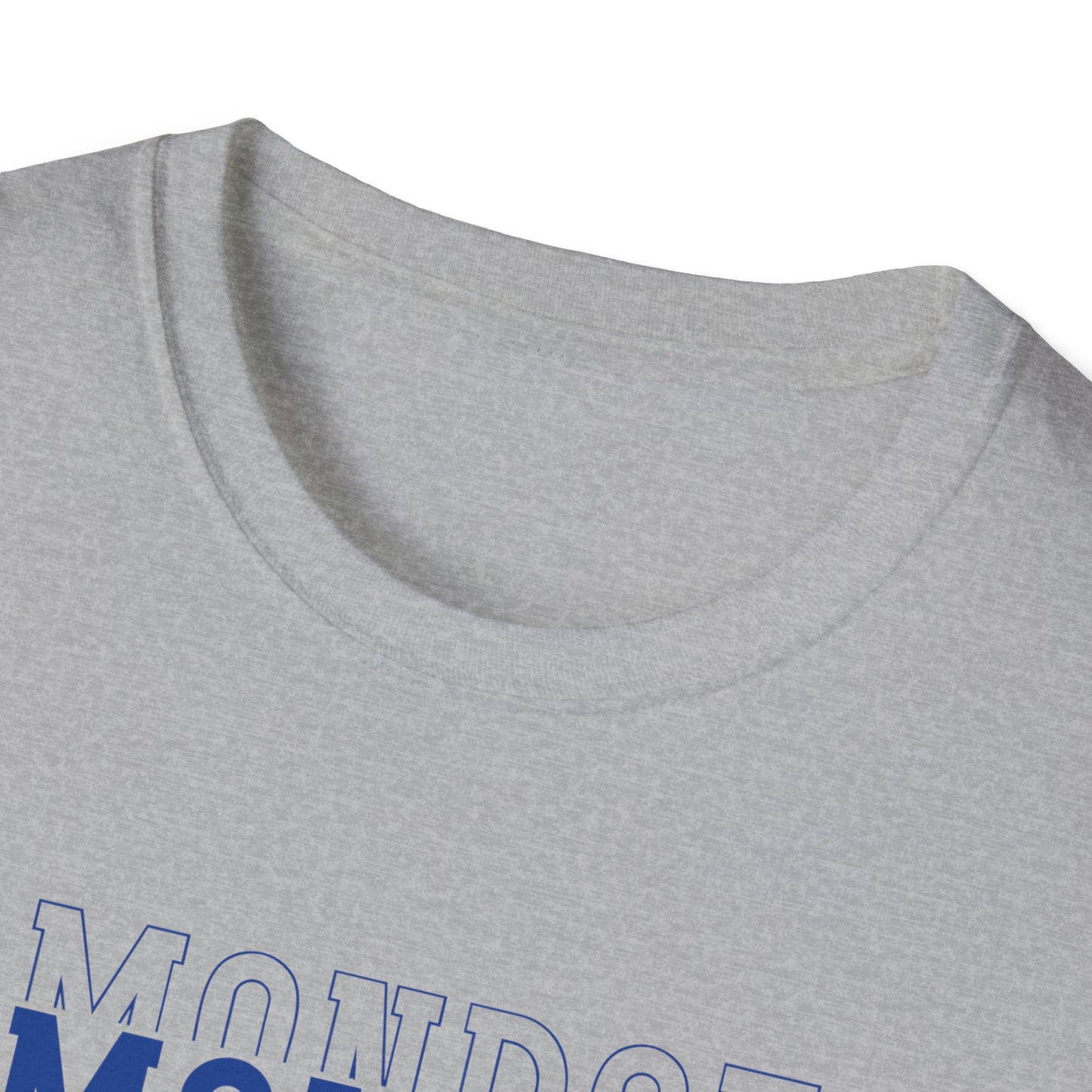 Triple Monroe Blue Lettering Cute Lion Wearing Crown Softstyle T-Shirt: Adult Unisex