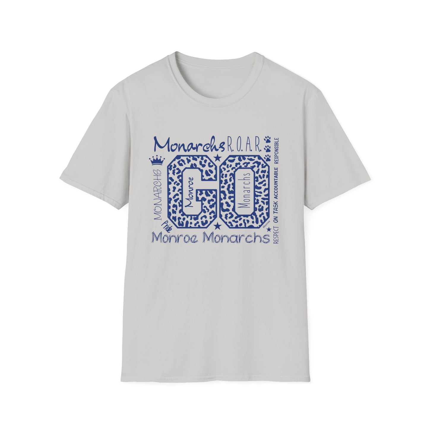 GO Monarchs Blue Leopard Print Unisex T-Shirt - School Spirit & Team Pride