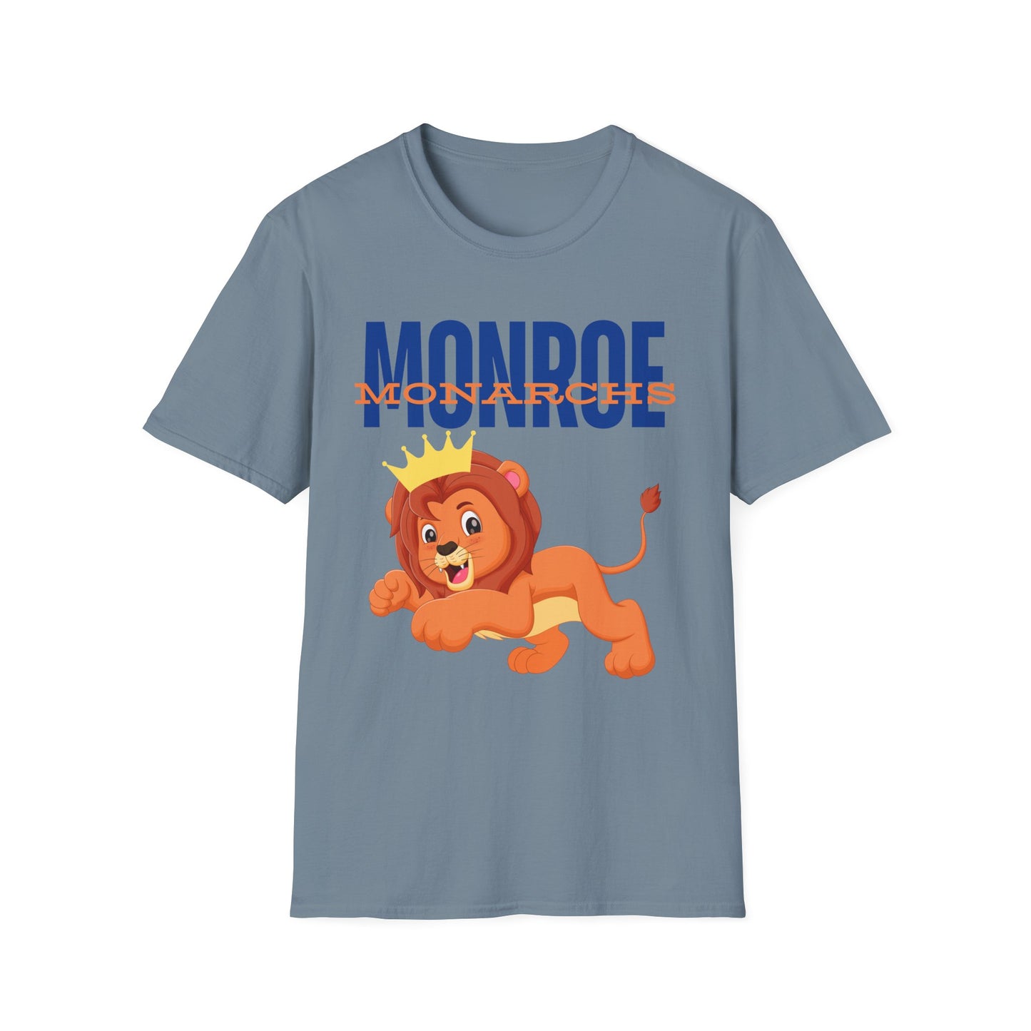 Monroe Monarchs Blue/Orange Jumping Lion Crown Design