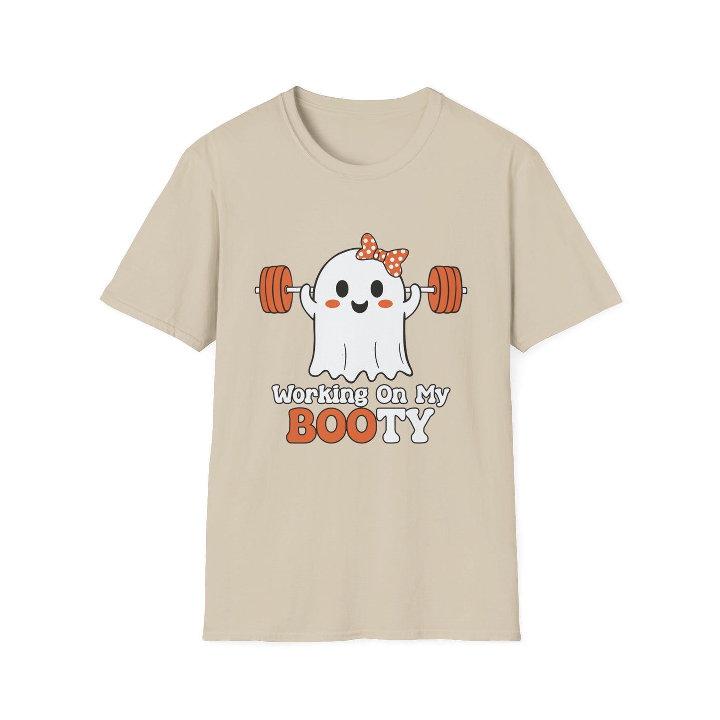 Funny Ghost Workout T-Shirt - "Working On My BOOTY" Halloween Tee