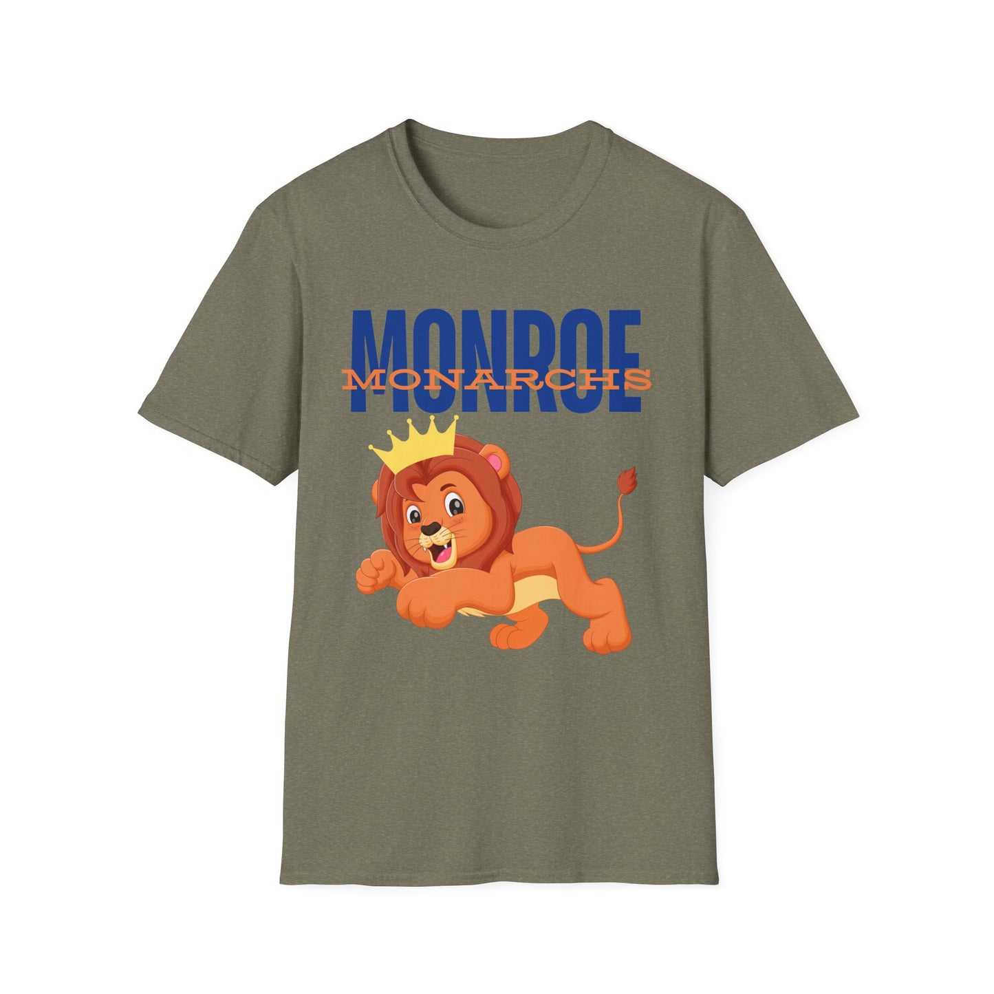 Monroe Monarchs Blue/Orange Jumping Lion Crown Design