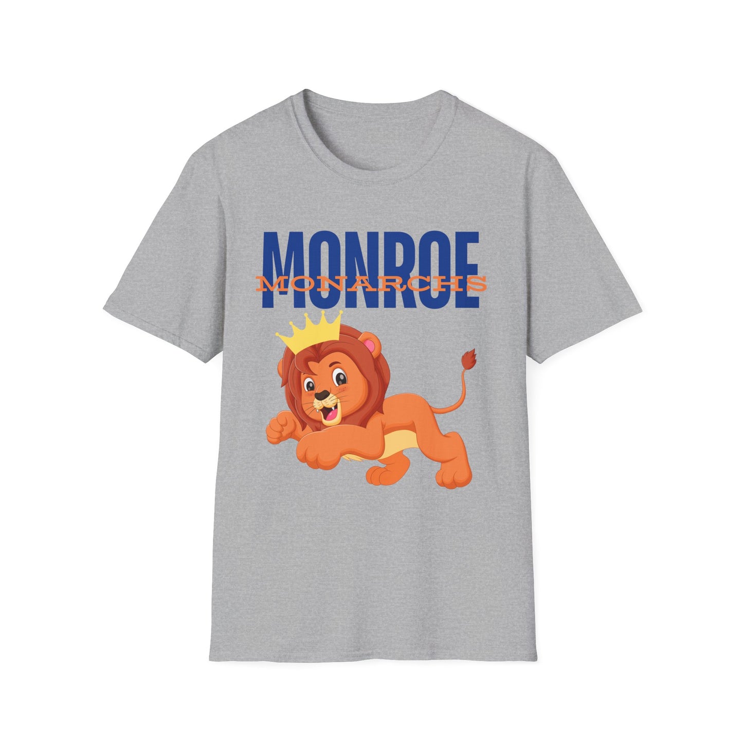 Monroe Monarchs Blue/Orange Jumping Lion Crown Design