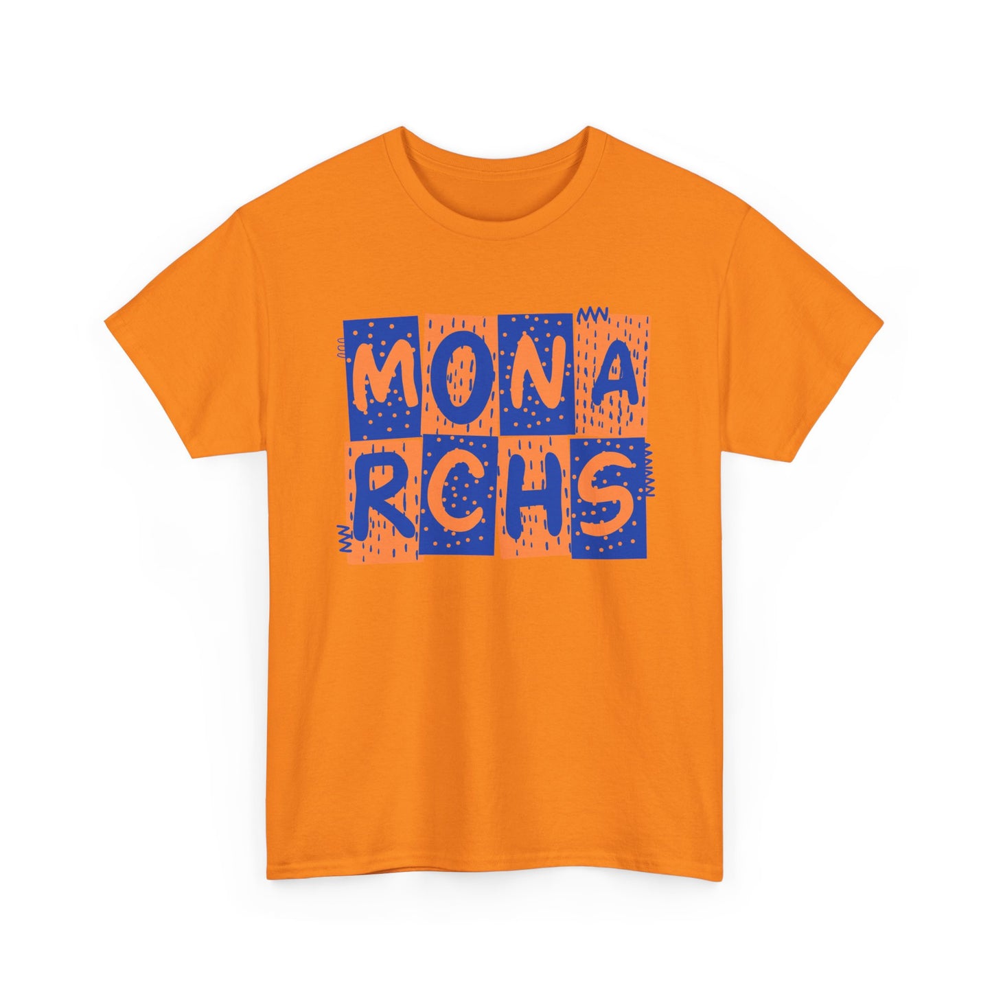 Monarchs Blue and Orange Squares Unisex Heavy Cotton Tee -