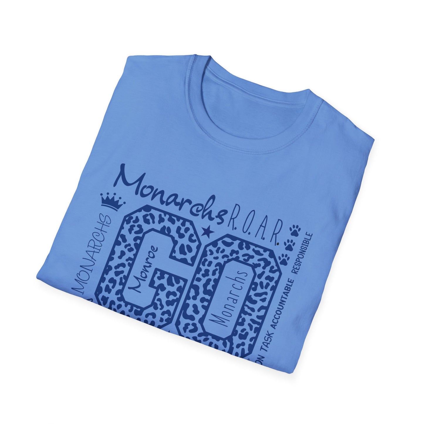 GO Monarchs Blue Leopard Print Unisex T-Shirt - School Spirit & Team Pride