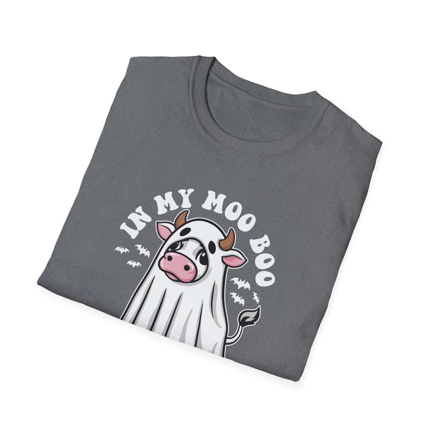 Funny Cow Ghost Unisex Softstyle T-Shirt for Halloween "In My Moo Boo Era"