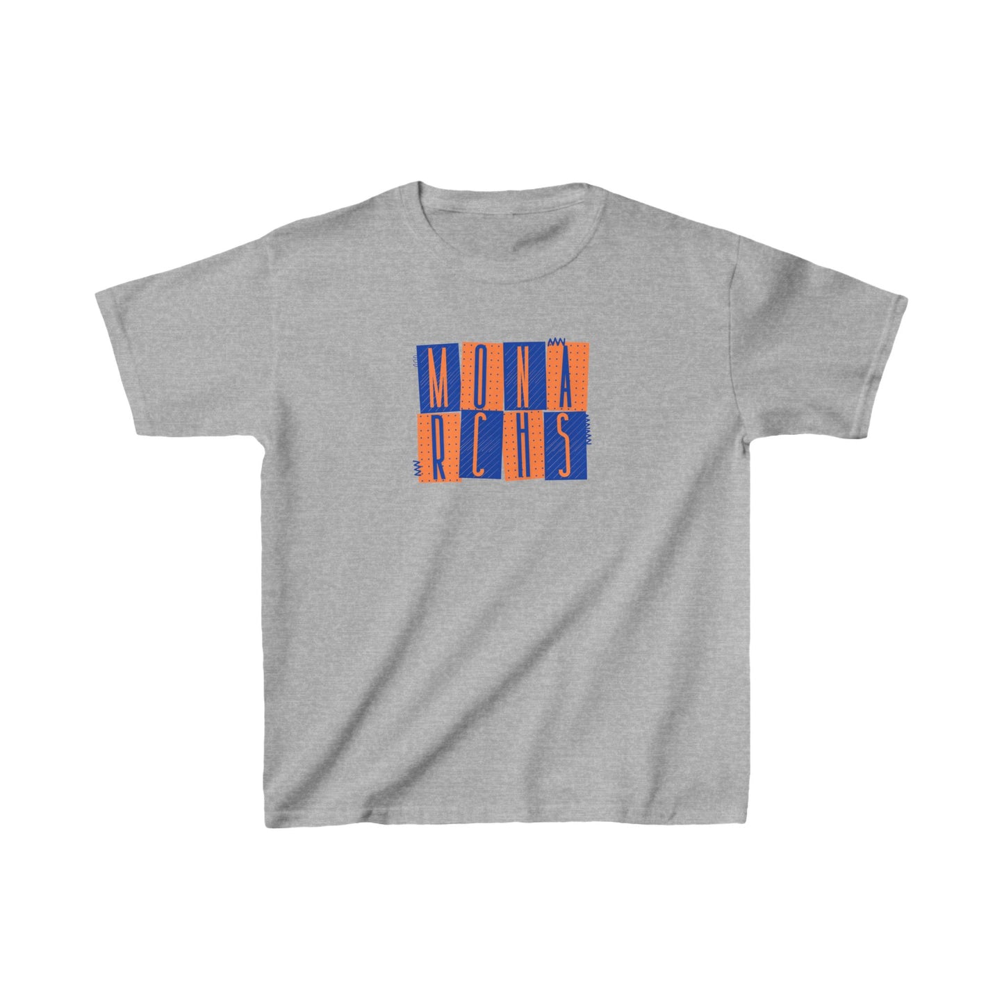 Kids Monarchs Squares Heavy Cotton Tee - Fun & Vibrant Youth Shirt