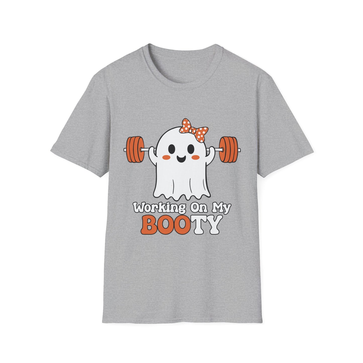 Funny Ghost Workout T-Shirt - "Working On My BOOTY" Halloween Tee