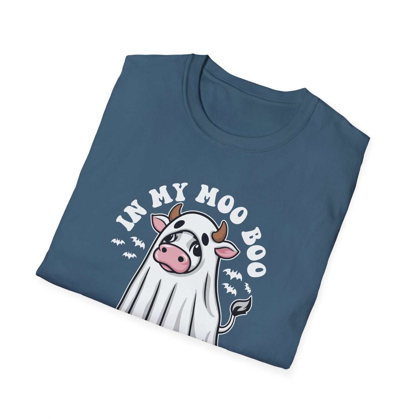 Funny Cow Ghost Unisex Softstyle T-Shirt for Halloween "In My Moo Boo Era"