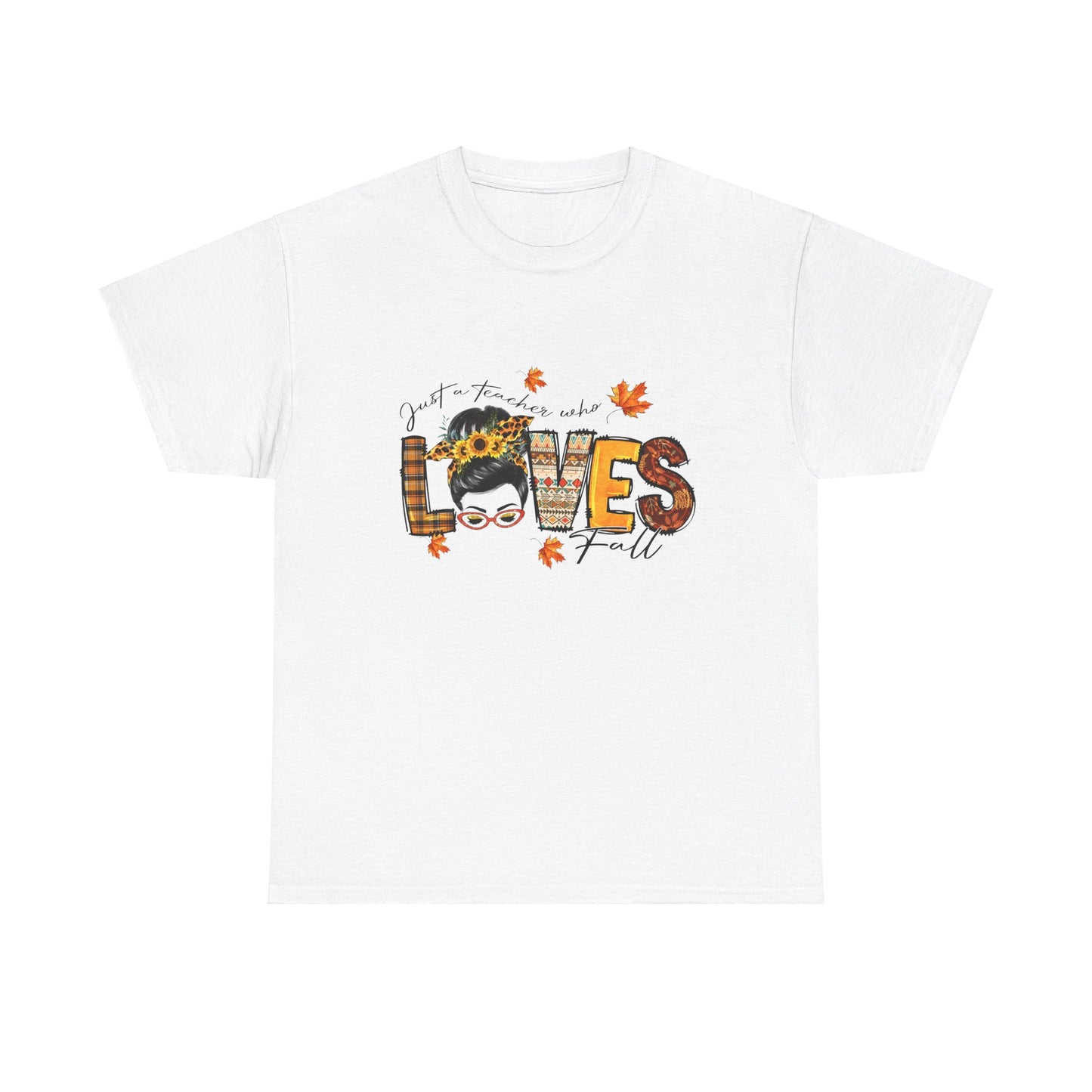 Fall Vibes Unisex Heavy Cotton Tee - 'Loves Fall' Floral Design