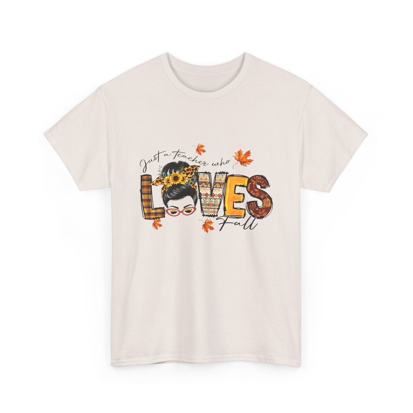 Fall Vibes Unisex Heavy Cotton Tee - 'Loves Fall' Floral Design