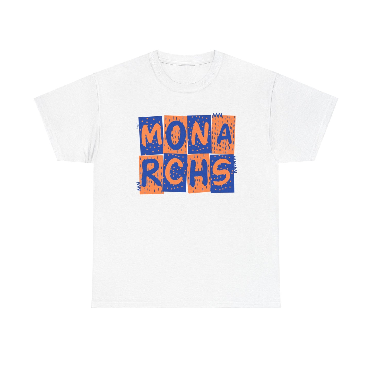 Monarchs Blue and Orange Squares Unisex Heavy Cotton Tee -