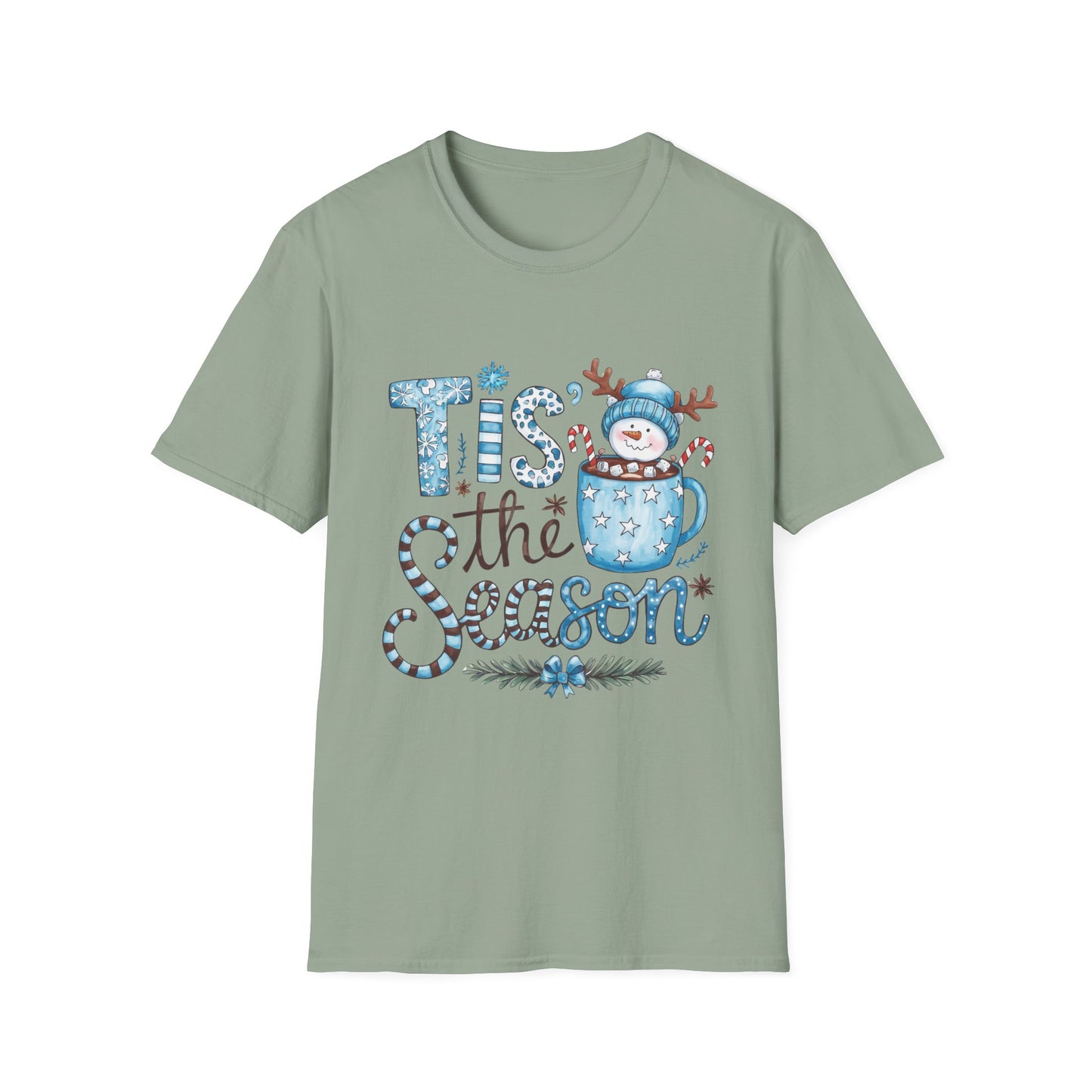 'Tis the Season Unisex Softstyle T-Shirt - Festive Holiday Tee with Snowman Design