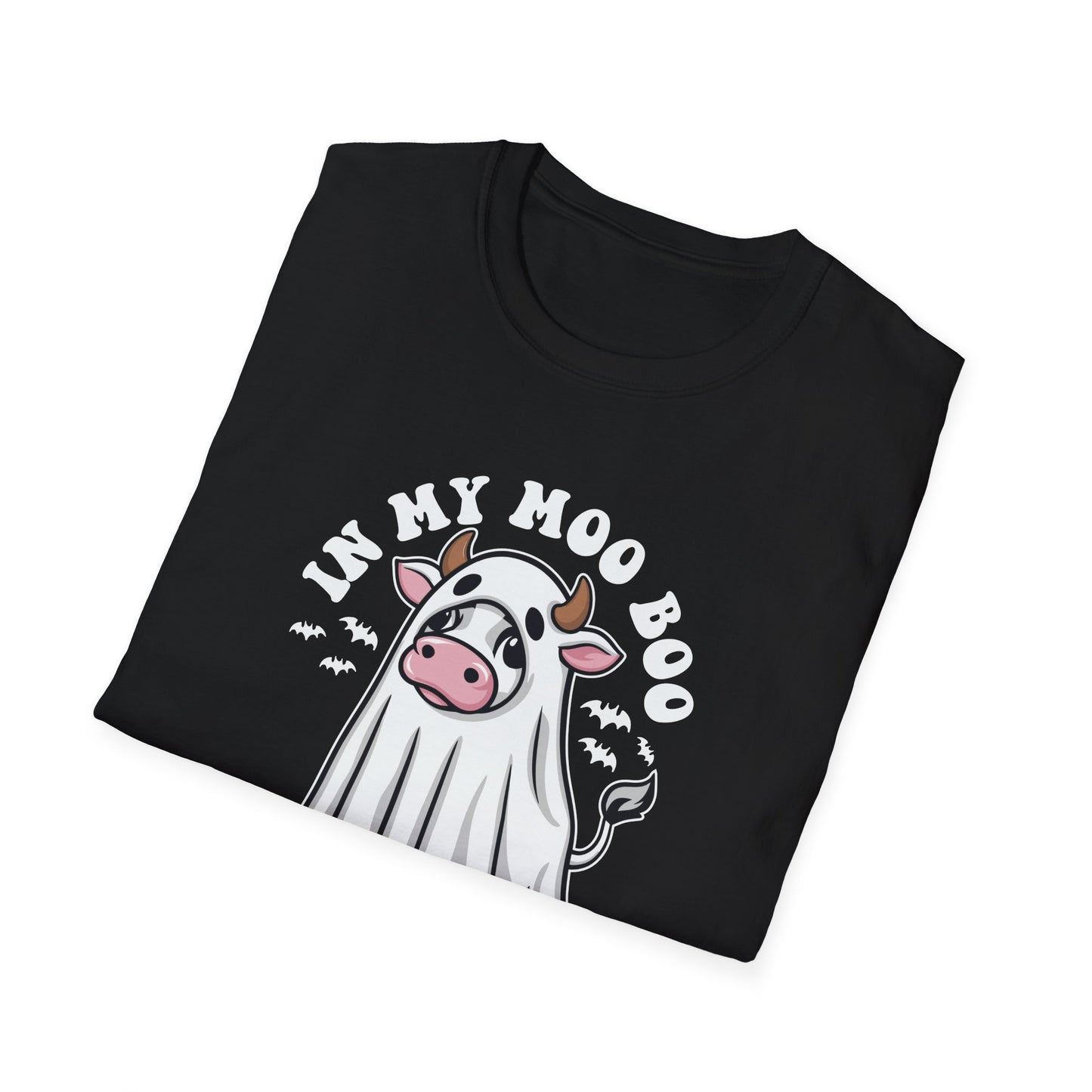 Funny Cow Ghost Unisex Softstyle T-Shirt for Halloween "In My Moo Boo Era"