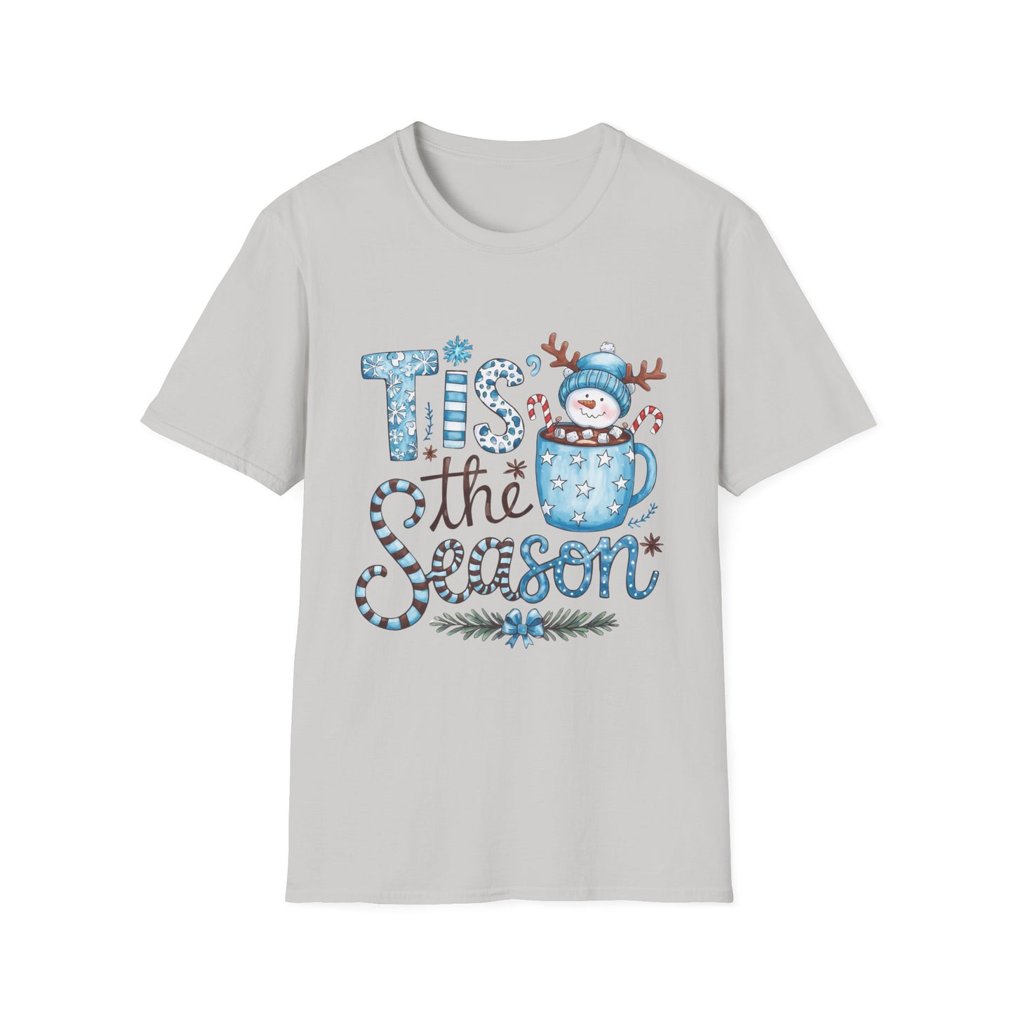 'Tis the Season Unisex Softstyle T-Shirt - Festive Holiday Tee with Snowman Design