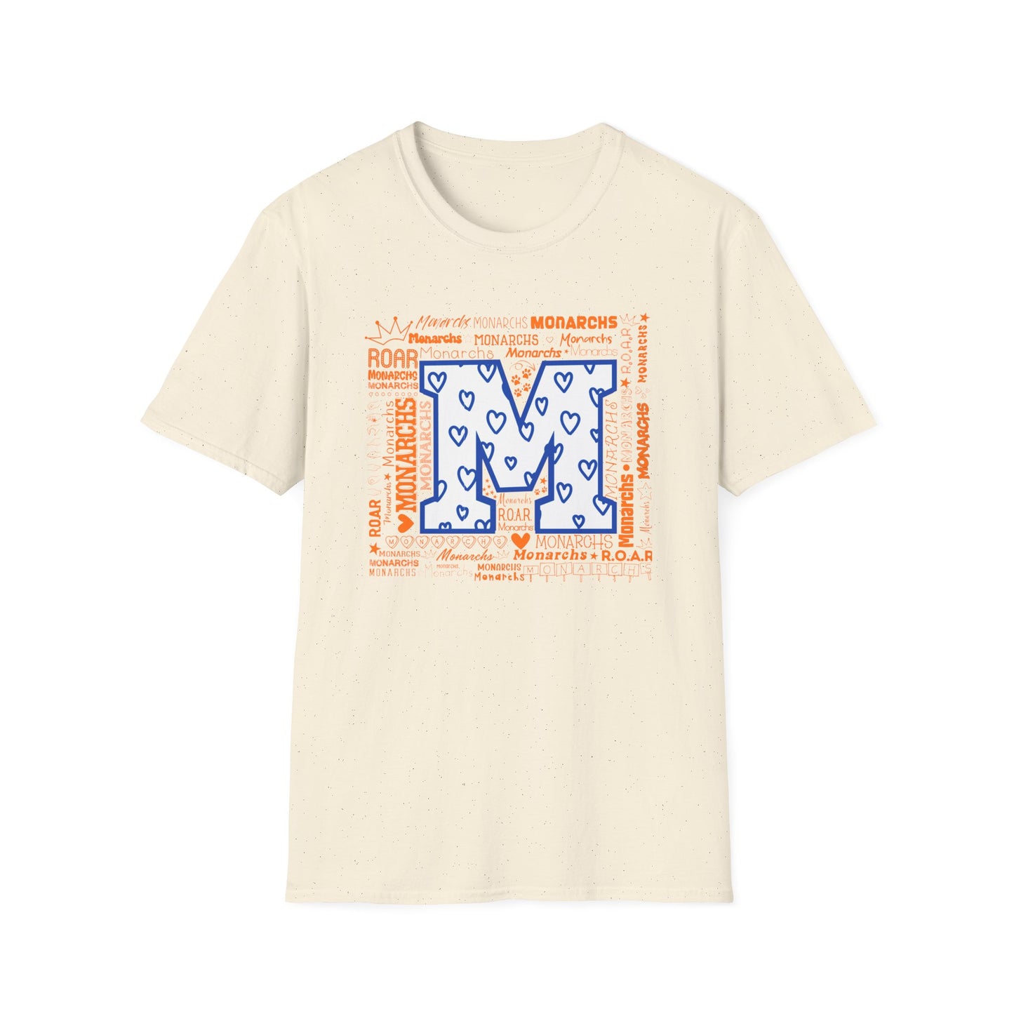 Blue Hearts M Monarch Unisex Softstyle T-Shirt - Monarchs ROAR Graphic Tee