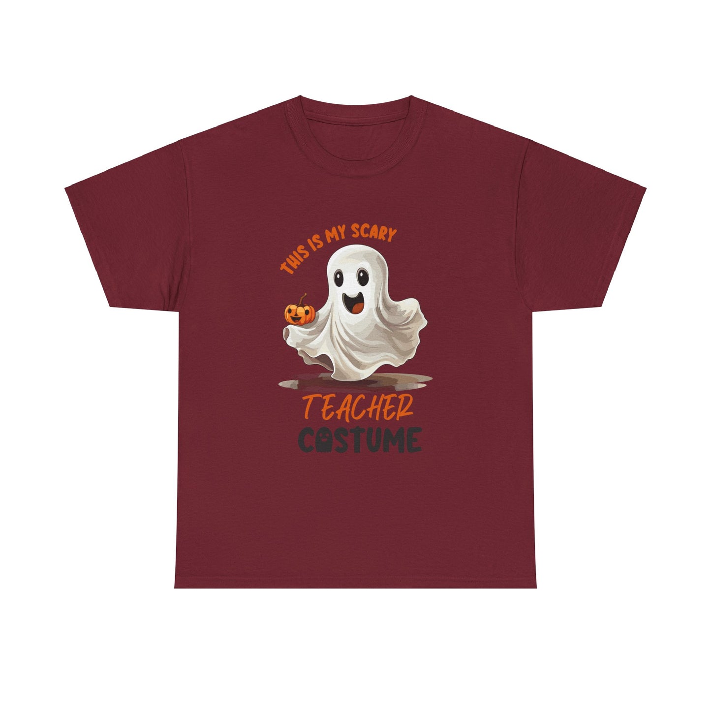 Funny Ghost Teacher Costume Tee | Unisex Heavy Cotton Shirt for School Teacher