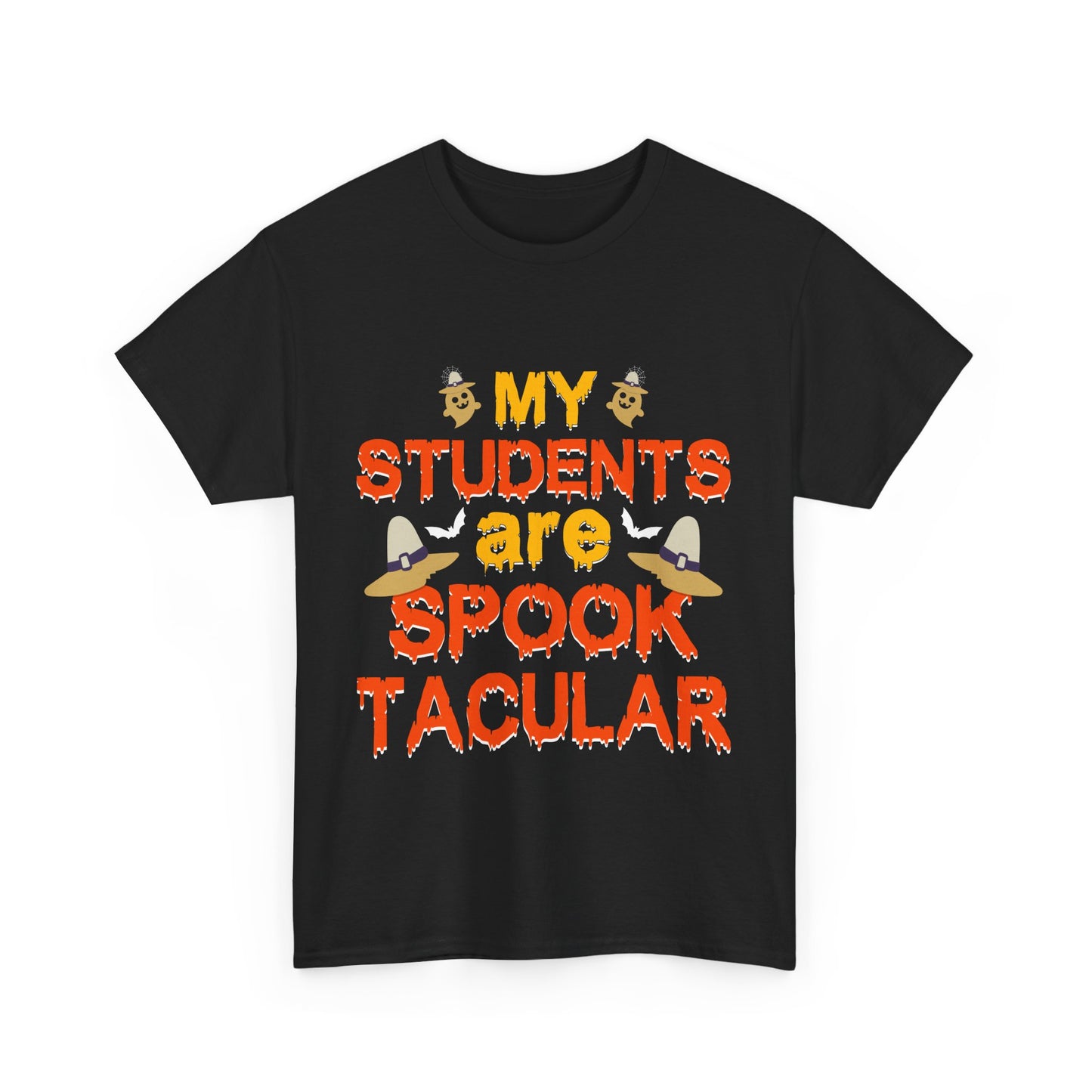 Halloween Teacher Tee - 'My Students are Spooktacular' Unisex Heavy Cotton Halloween School Teacher T-Shirt