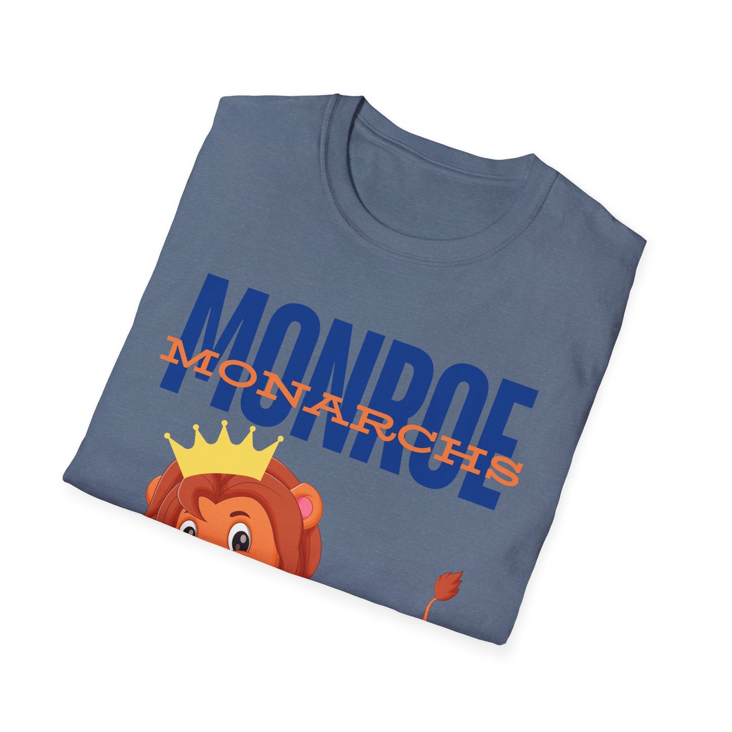 Monroe Monarchs Blue/Orange Jumping Lion Crown Design