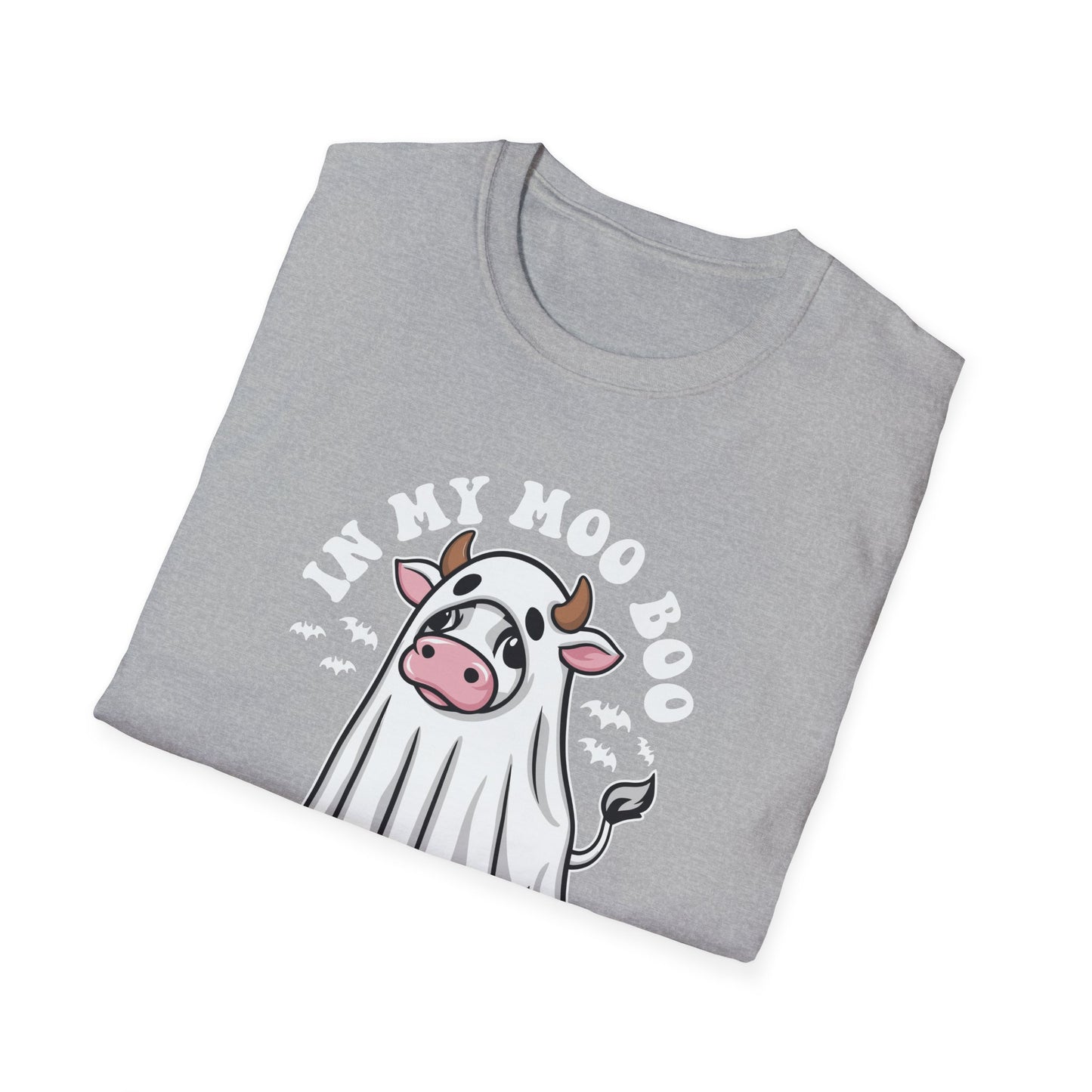 Funny Cow Ghost Unisex Softstyle T-Shirt for Halloween "In My Moo Boo Era"