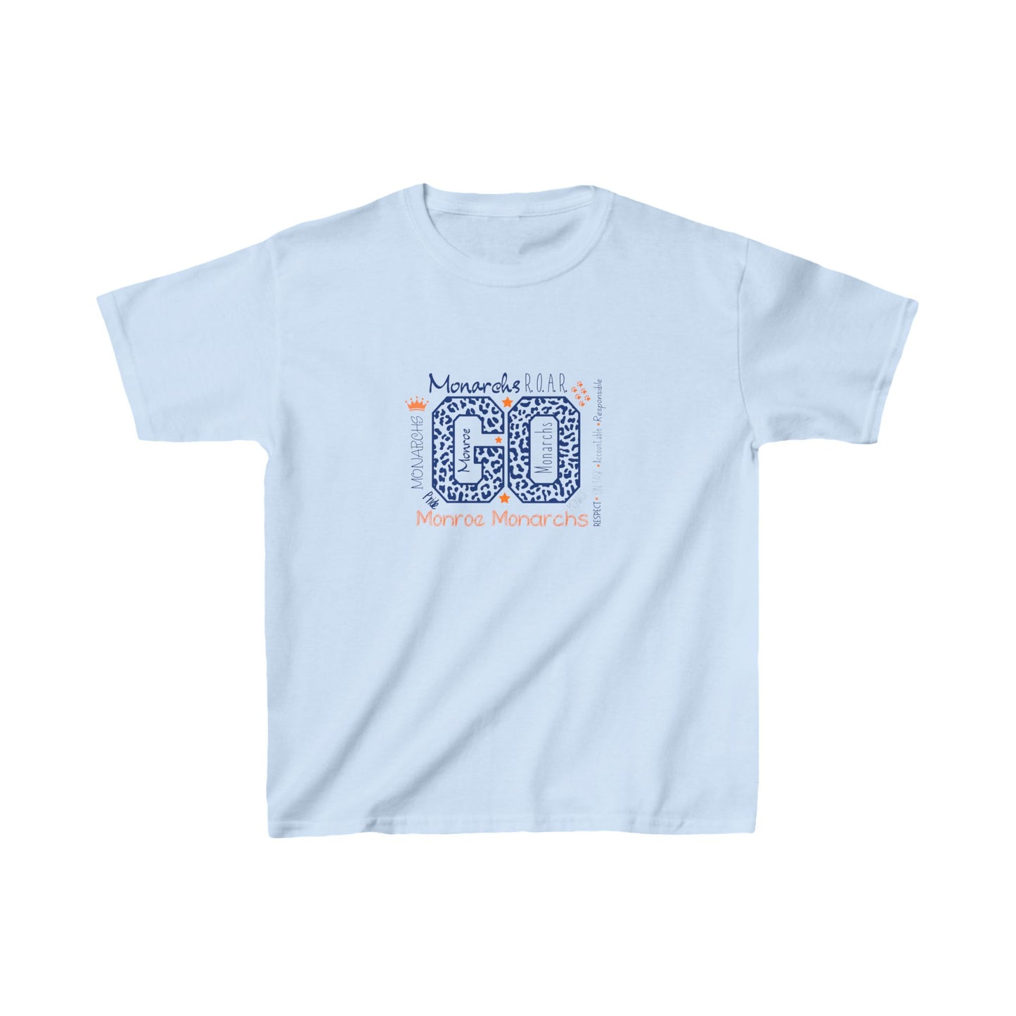 Kids Monroe Tee Shirt Cotton Tee - 'Go Monarchs!' Unisex T-Shirt for Young Dreamers